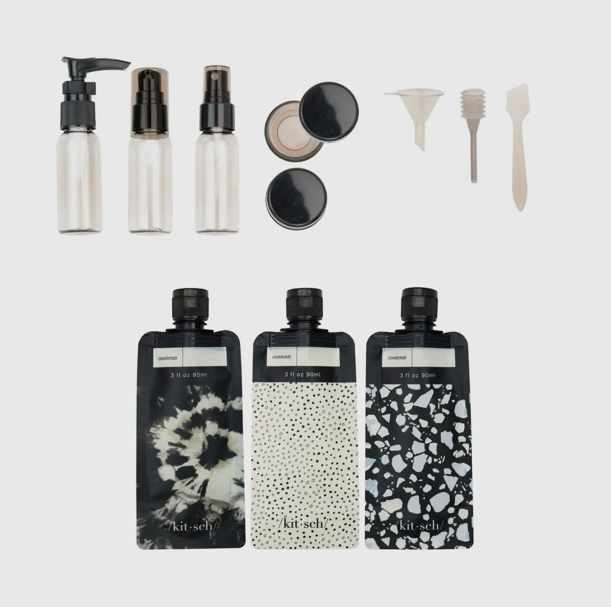 Kitsch Refillable Ultimate Travel 11pc Set, Black