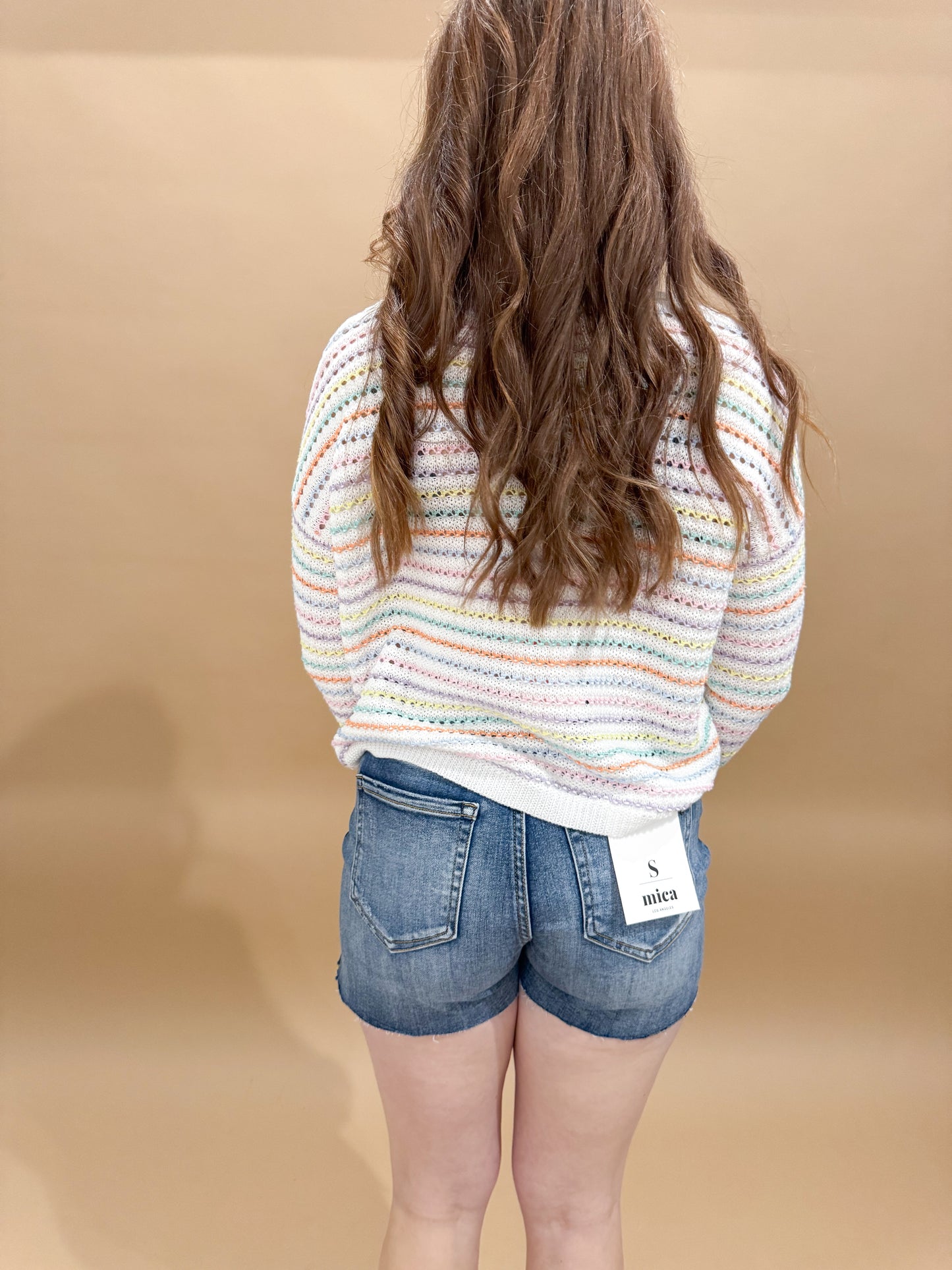Iris High Rise Raw Hem Vintage Blue Wash Shorts, Mica Denim