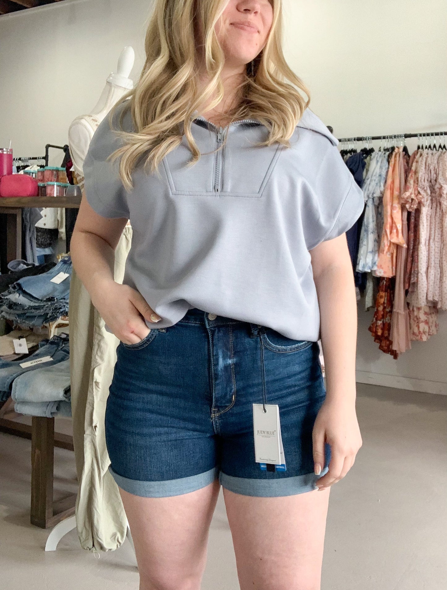 Alyssa Dark Wash Tummy Control Shorts, Judy Blue