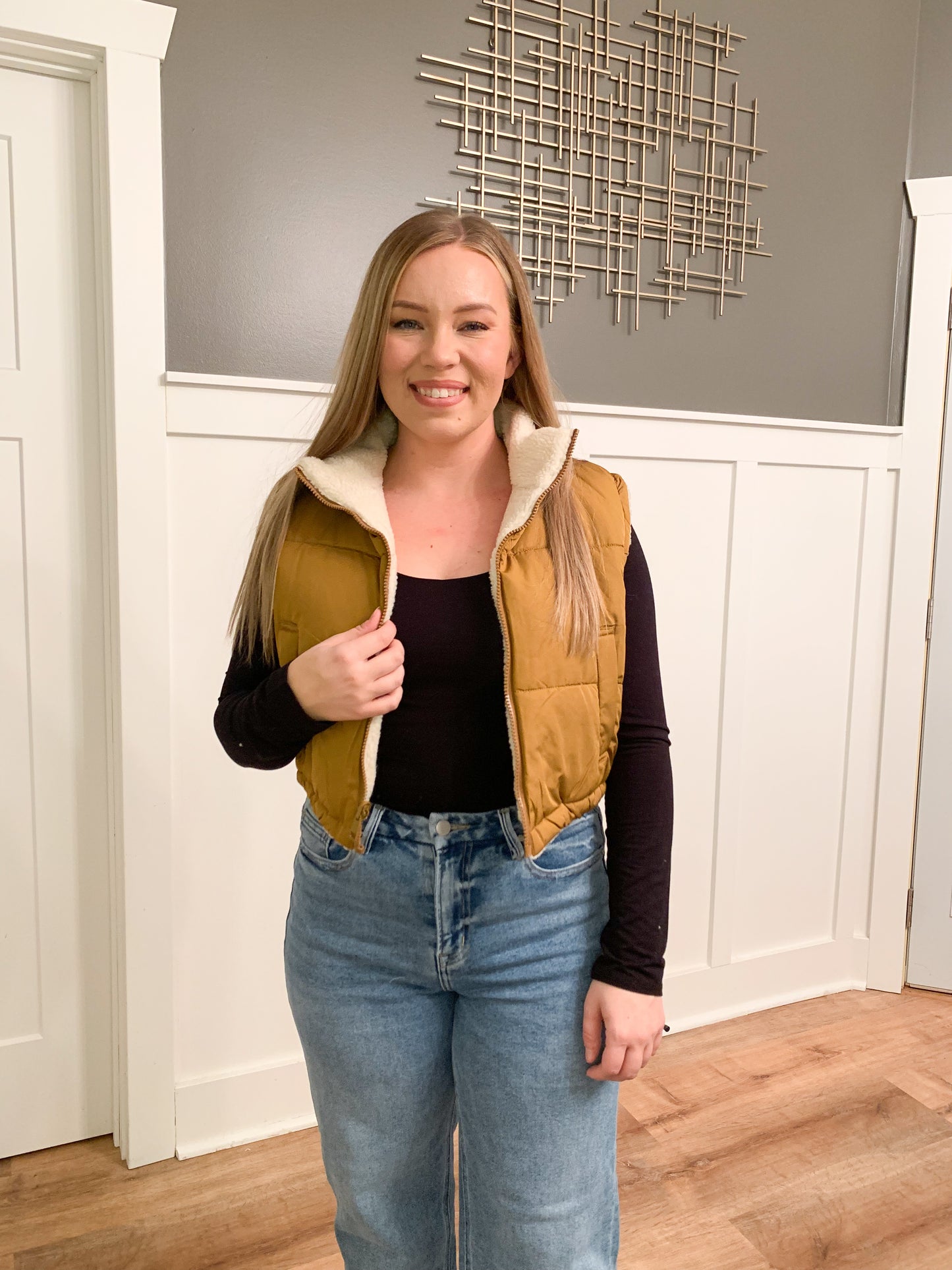 Noel Reversible Puffer Vest, Camel