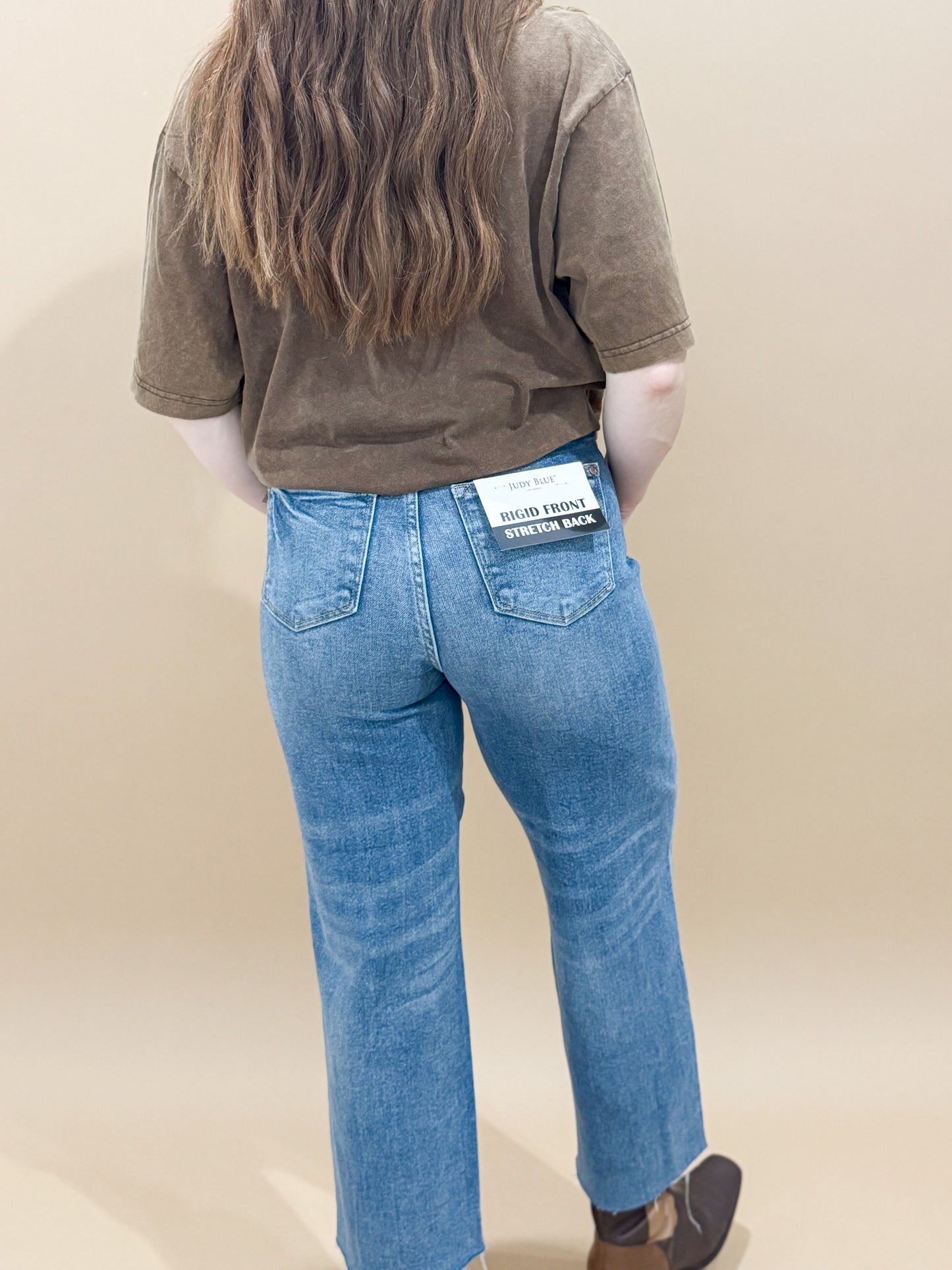Meredith Rigid Magic Destroy Hem Wide Leg Crop Denim, Judy Blue