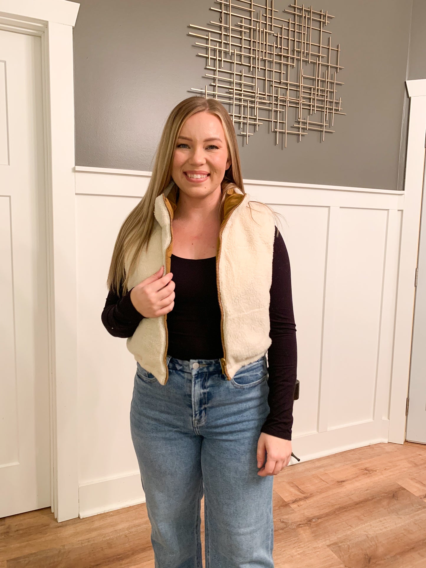 Noel Reversible Puffer Vest, Camel