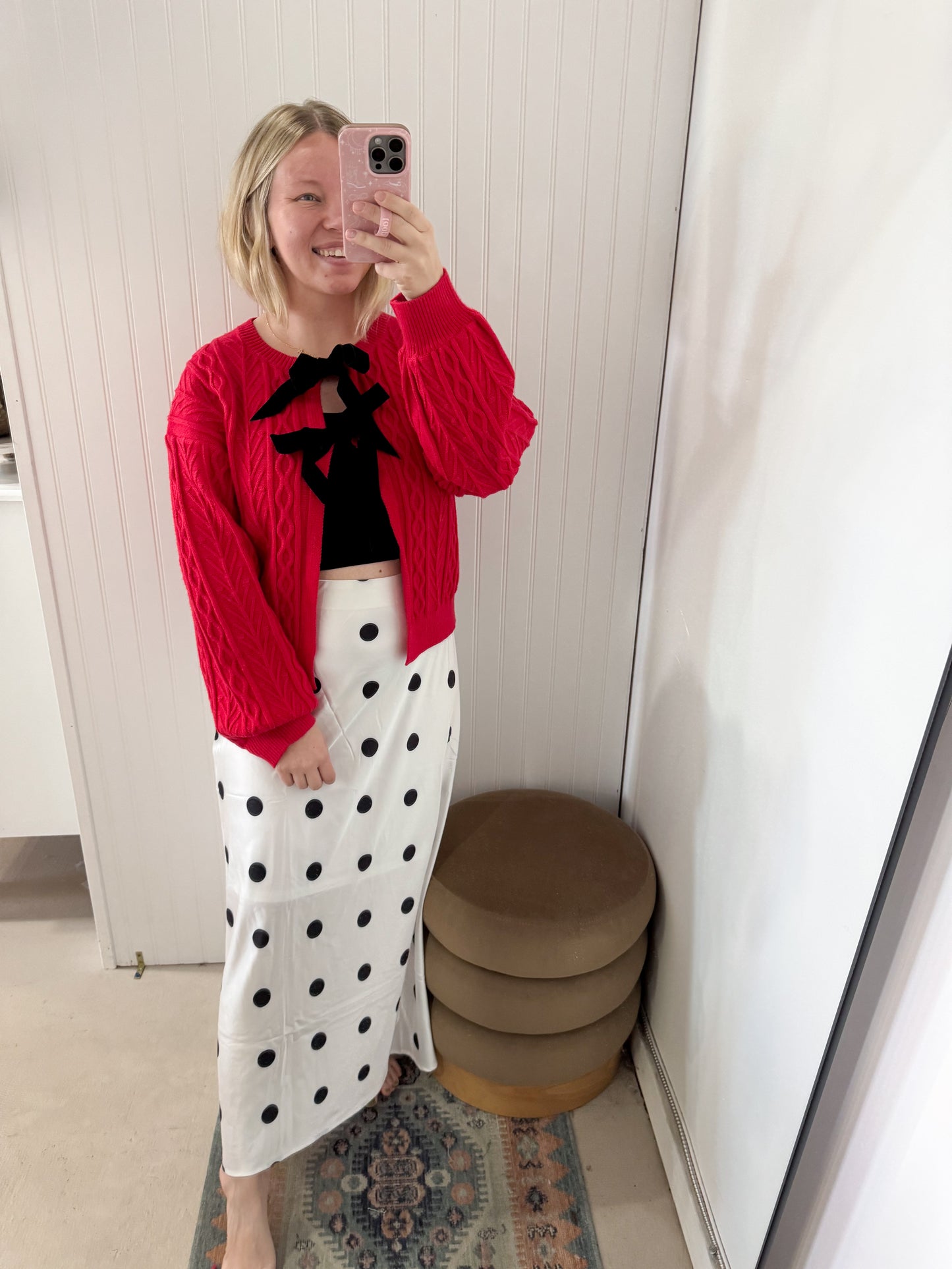 Regan Velvet Tie Red Sweater