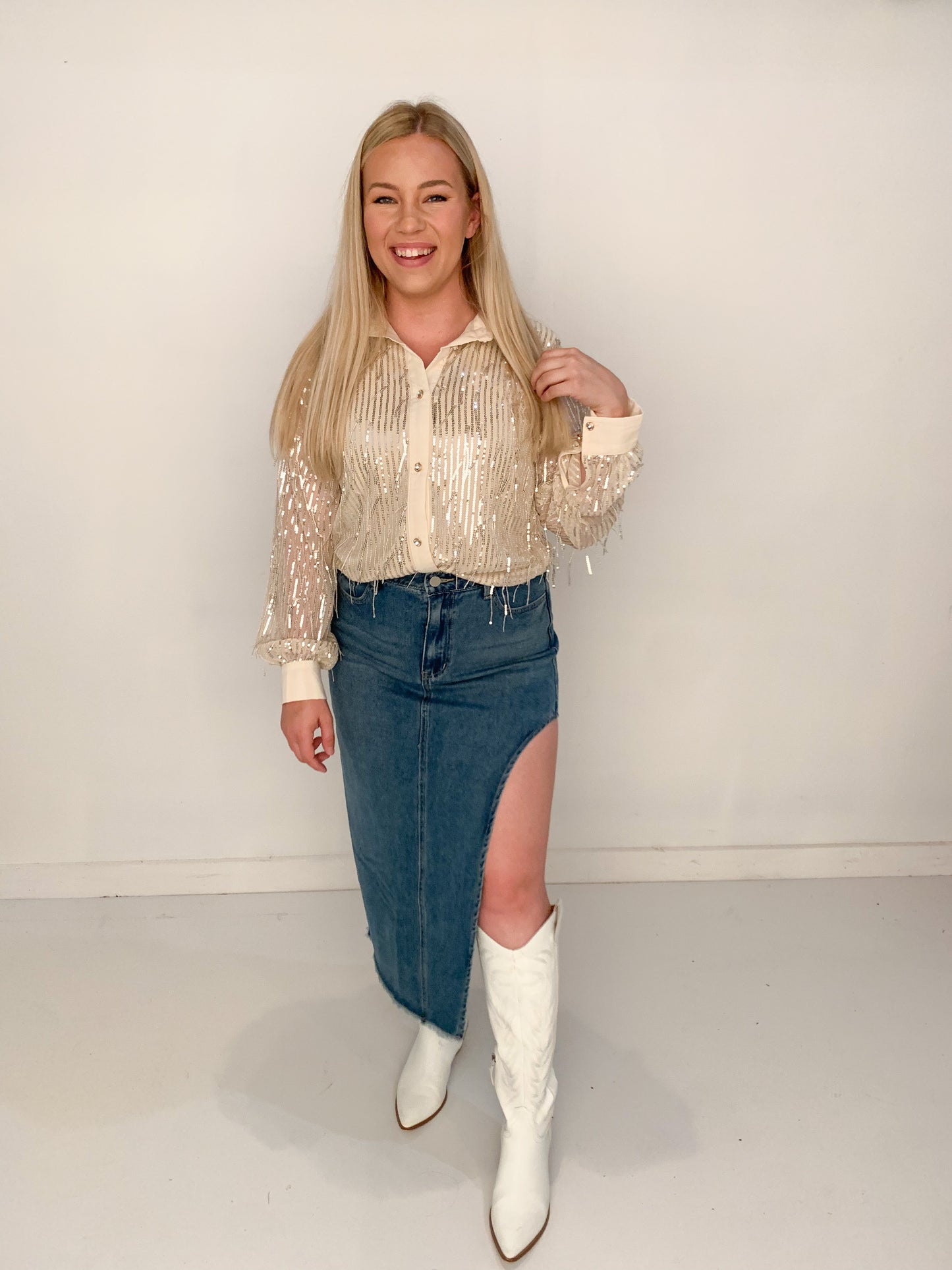 Concert Cutie Denim Midi Skirt