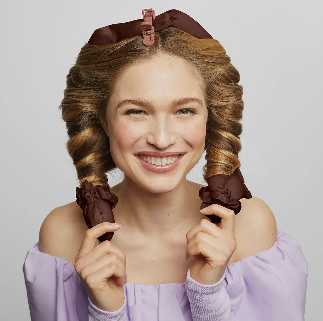 Kitsch XL Satin Heatless Curling Set, Chocolate