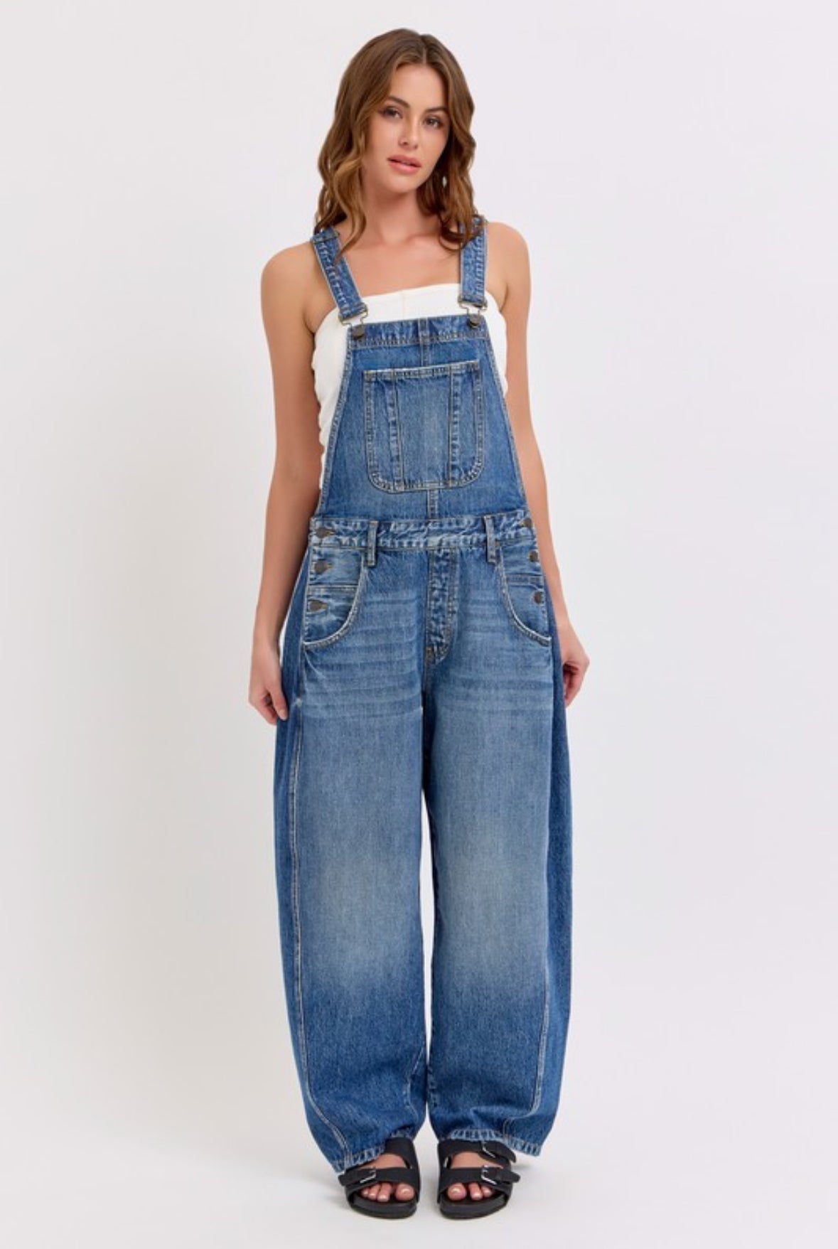 Trinity Mid Waisted Barrel Jean Overalls