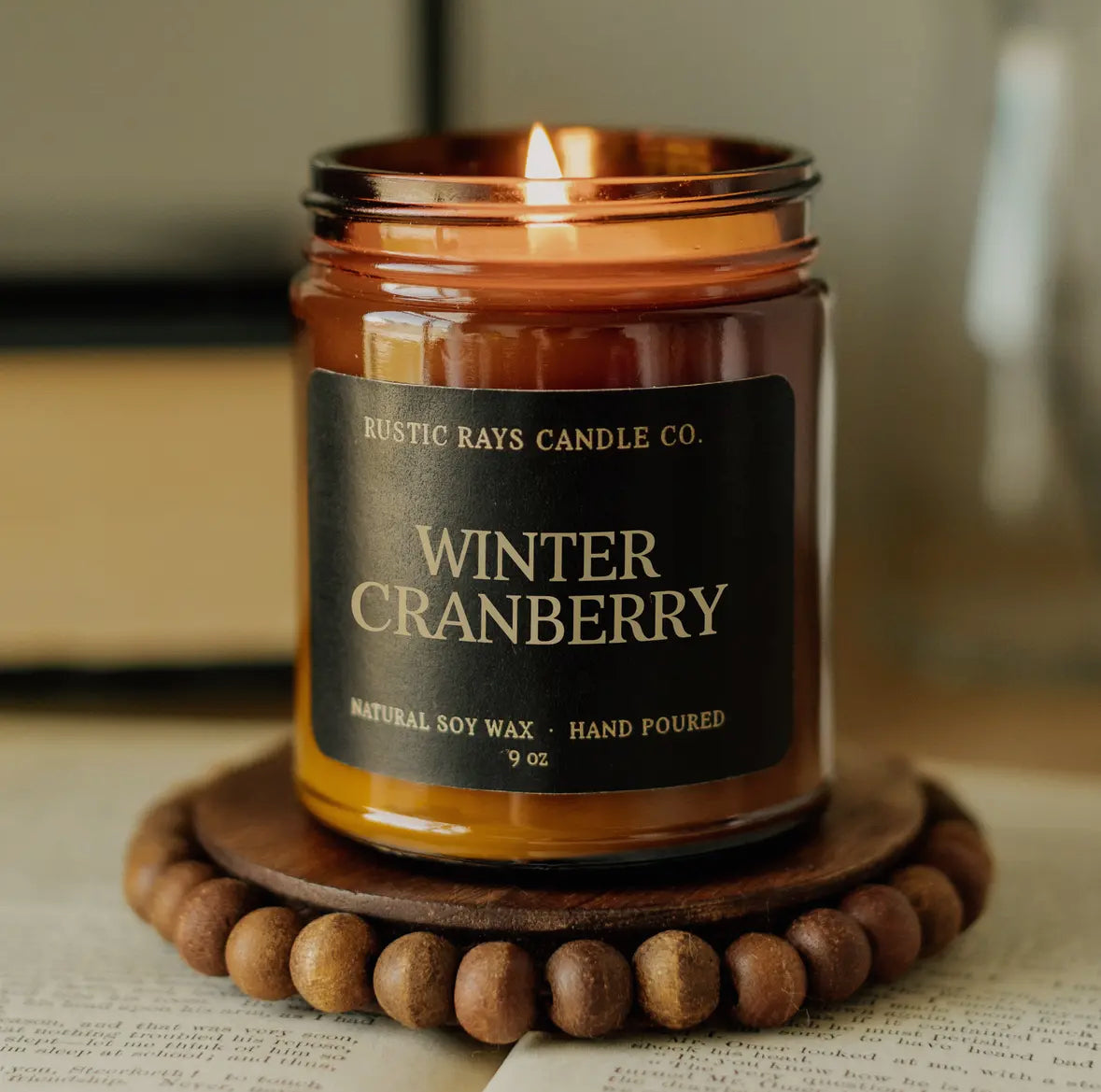 Winter Cranberry Soy Wax Candle, Rustic Ray's Candle Co.