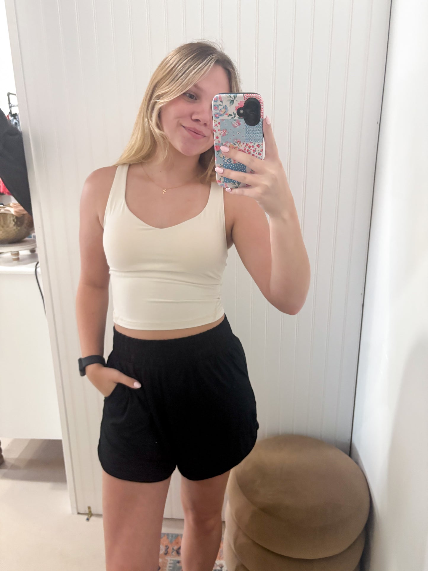 Danika V-Neck Yoga Top, White Pearl