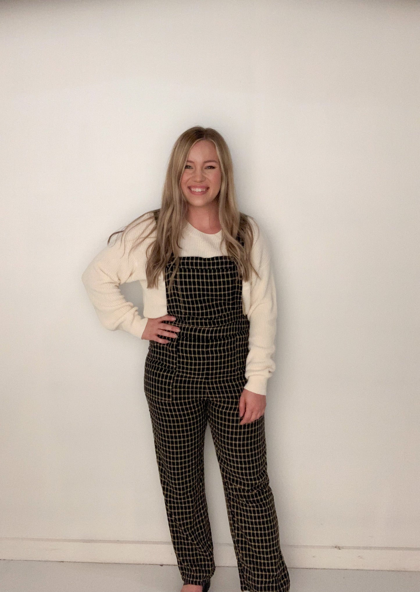 Thankful Grid Pattern Jumpsuit