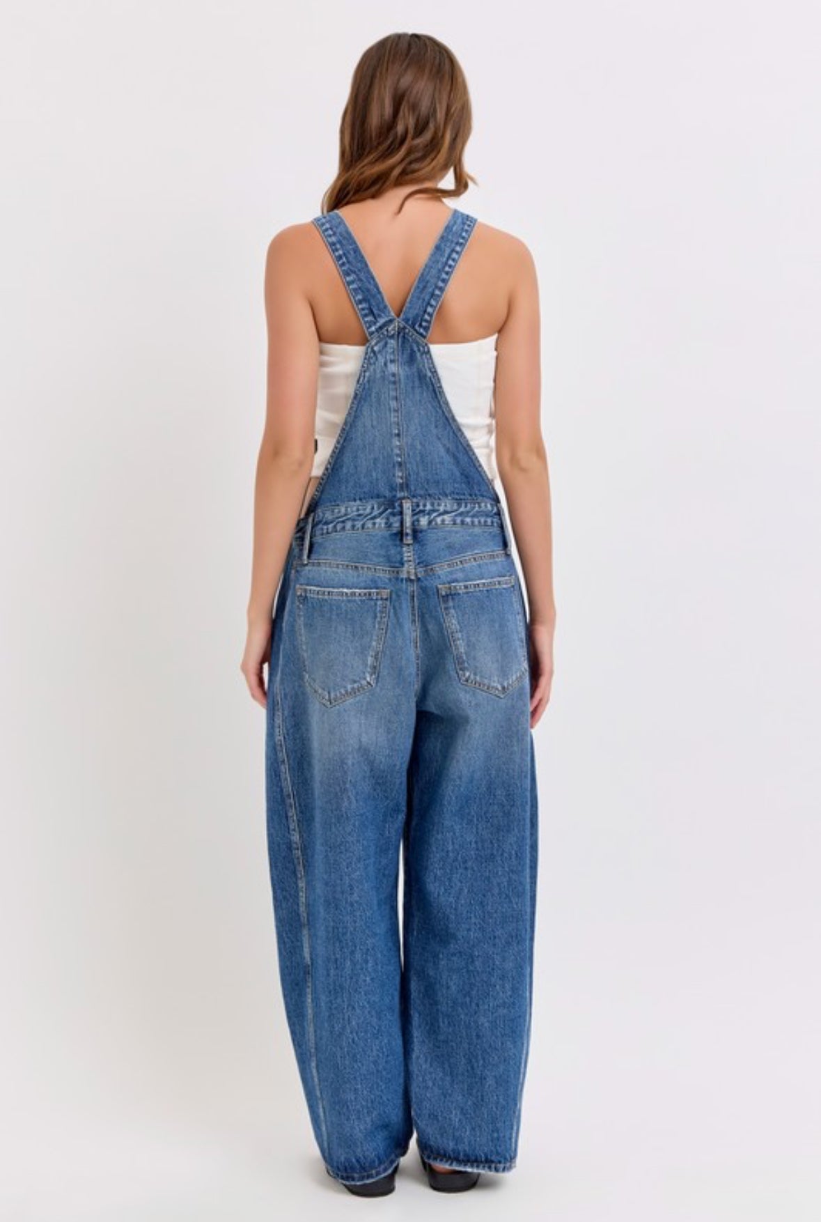 Trinity Mid Waisted Barrel Jean Overalls