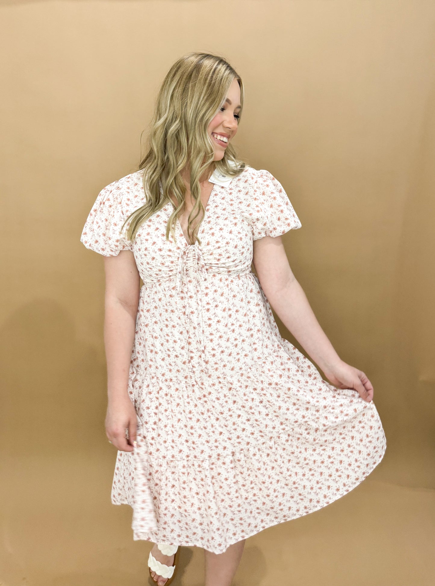 Joan Sweetheart Neckline Dress, Apple Blossom