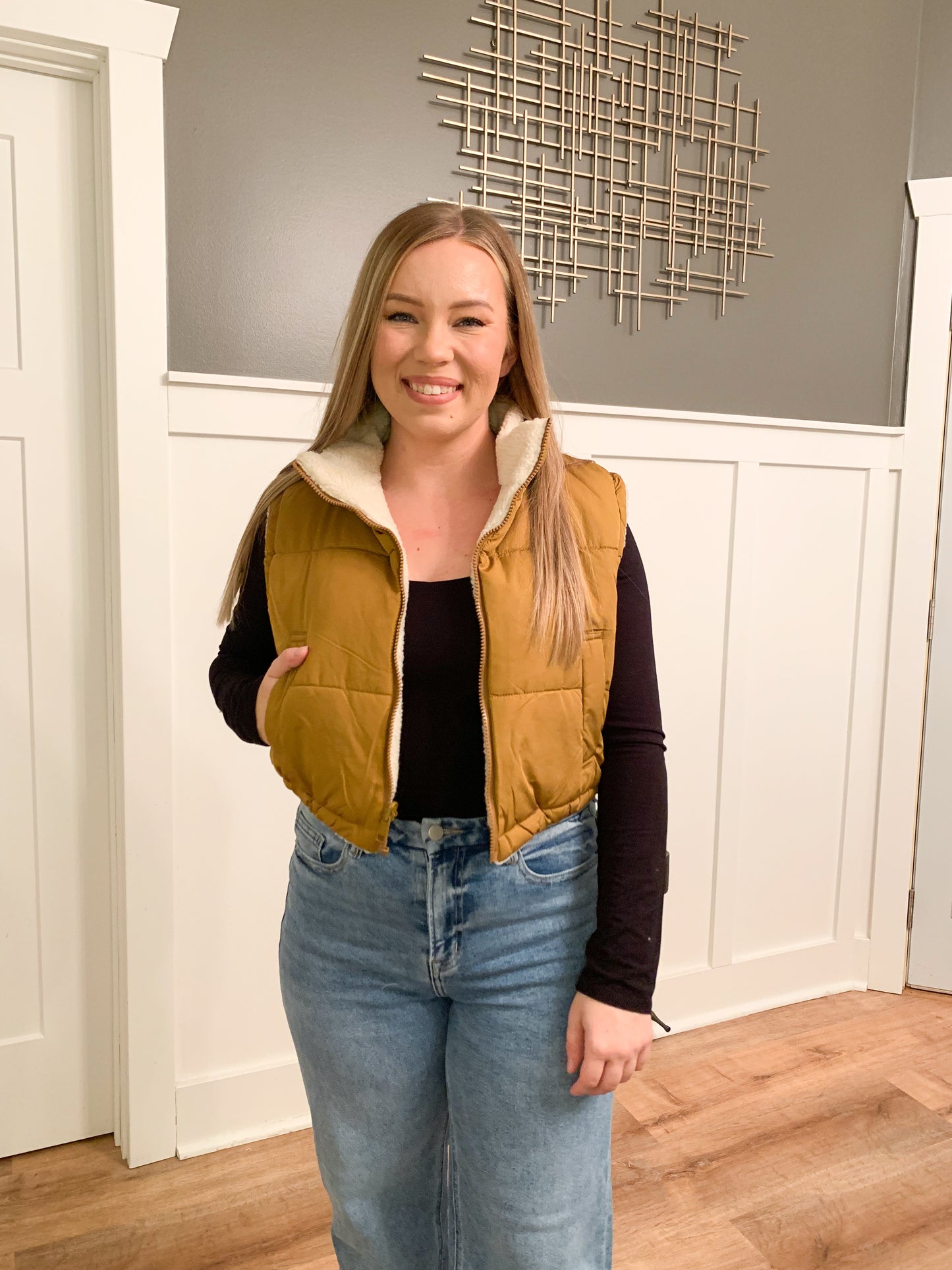 Noel Reversible Puffer Vest, Camel