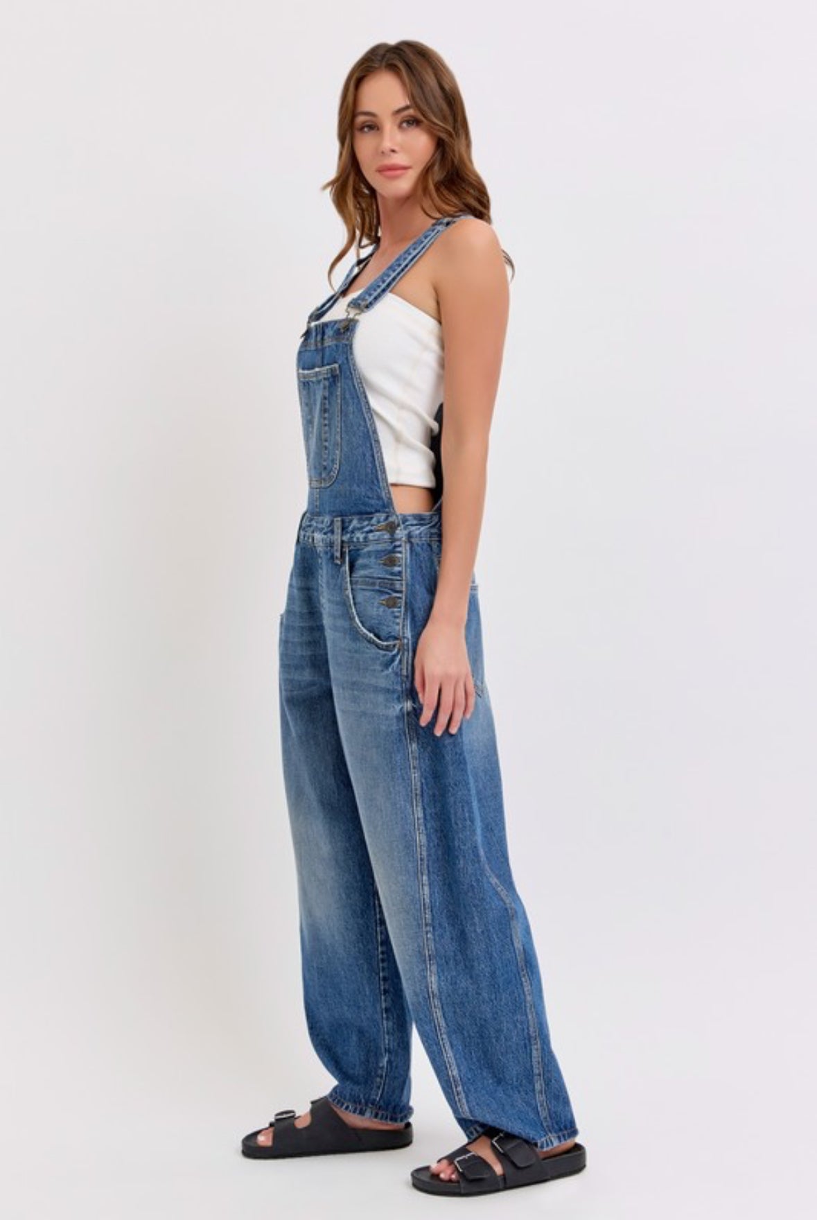 Trinity Mid Waisted Barrel Jean Overalls