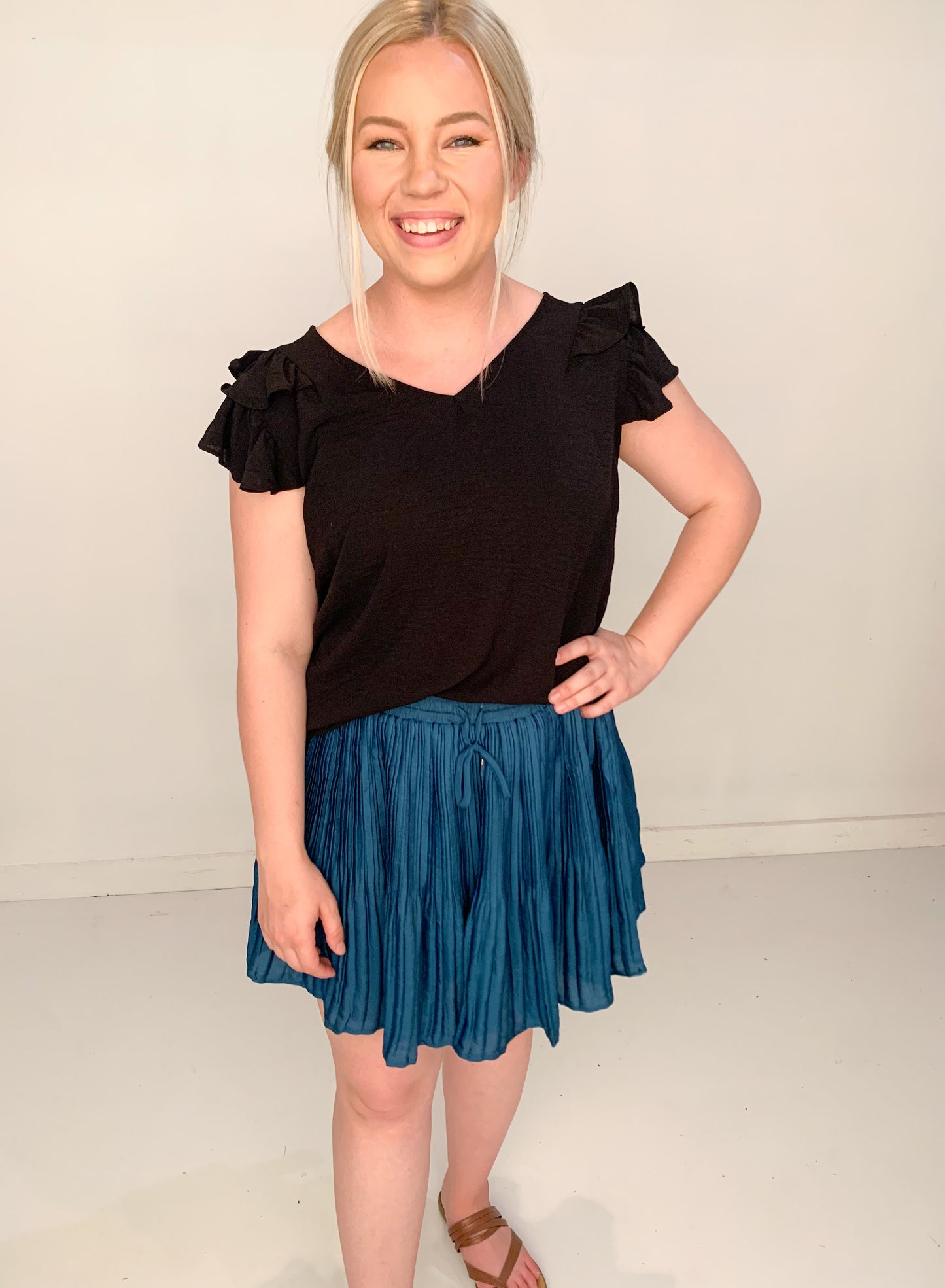 Tillie Pleated Mini Skort, Teal