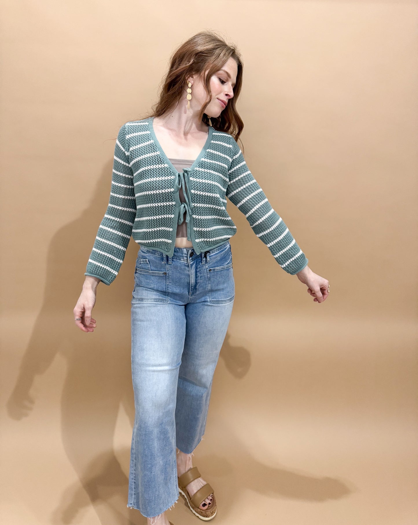 Eliza Super High Rise Wide Leg Crop w/ Square Front Pockets, Mica Denim