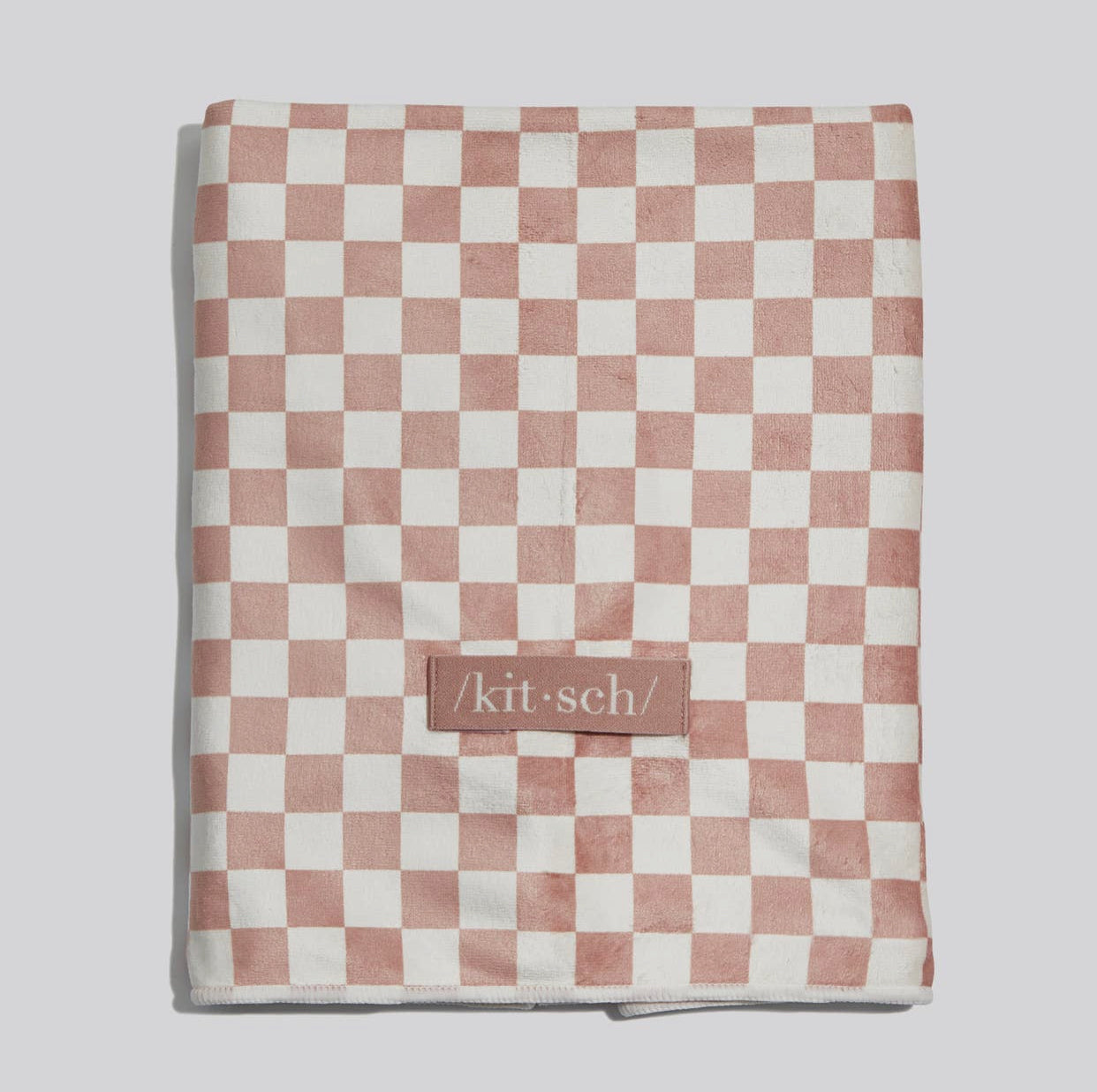 Kitsch Extra Large Quick-Dry Hair Towel Wrap, Terracotta Checker