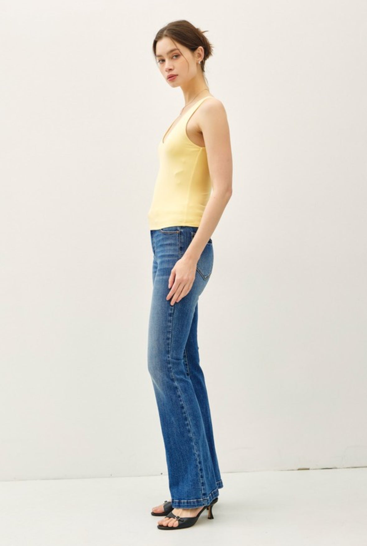 Bella V-Neck Jersey Tank, Yellow