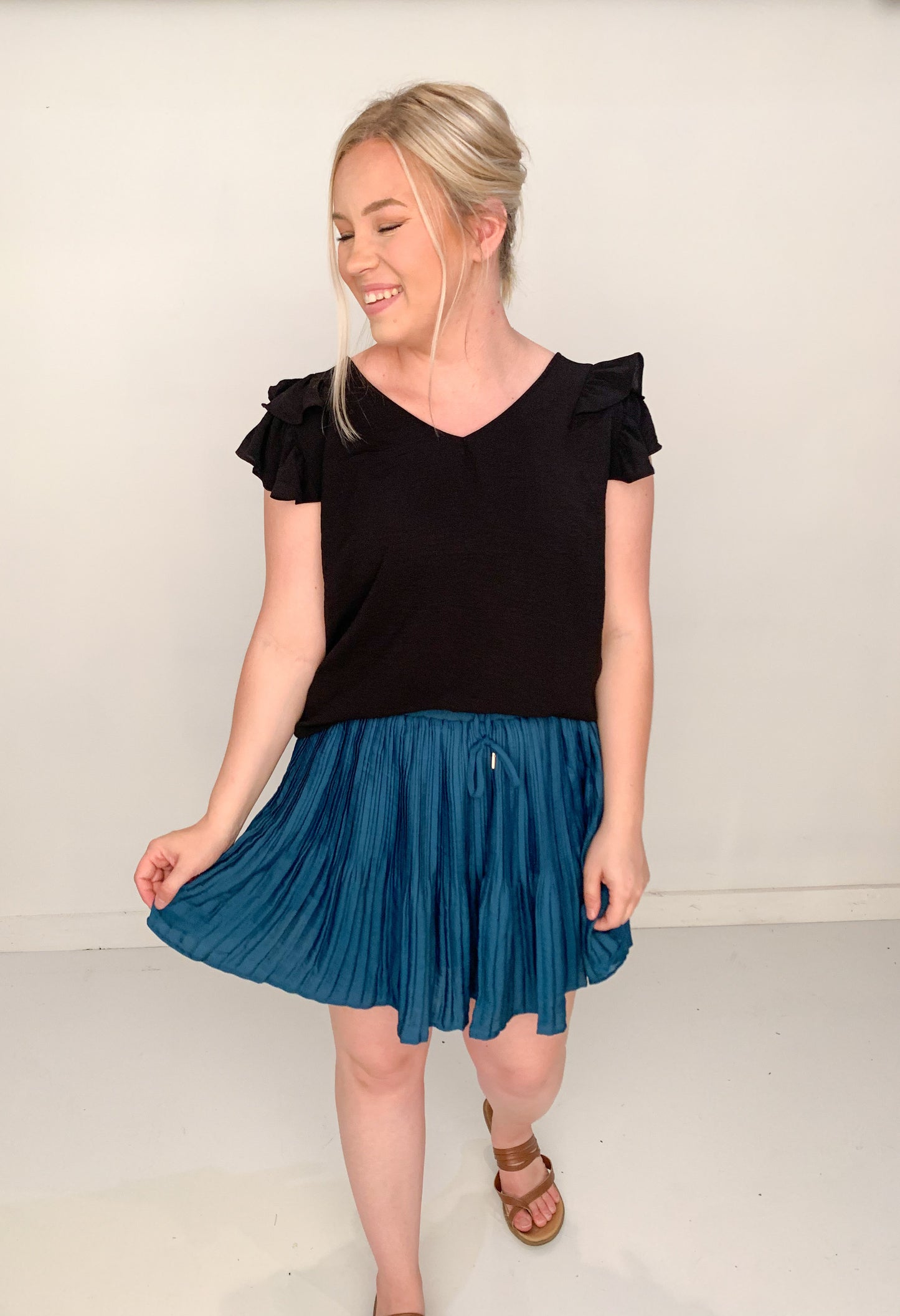 Tillie Pleated Mini Skort, Teal