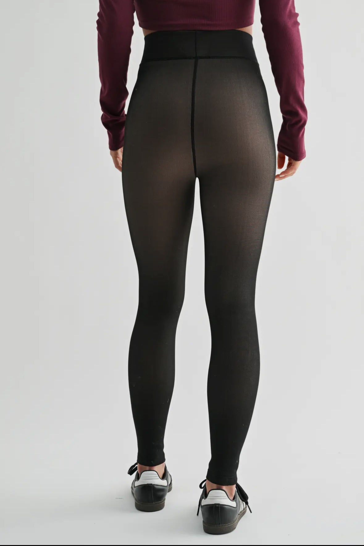 Fur Lined High Waisted Tights, Black