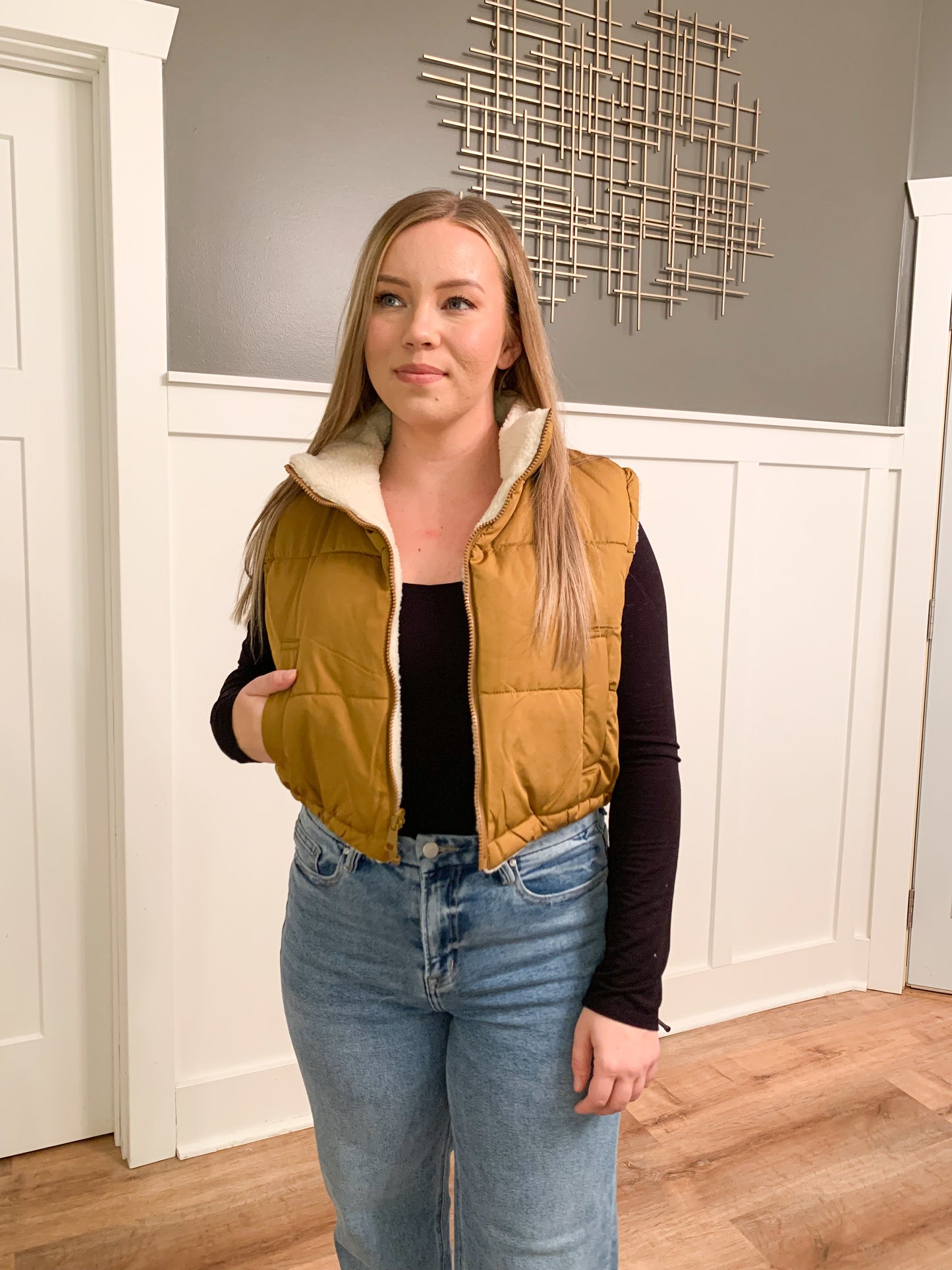 Noel Reversible Puffer Vest, Camel