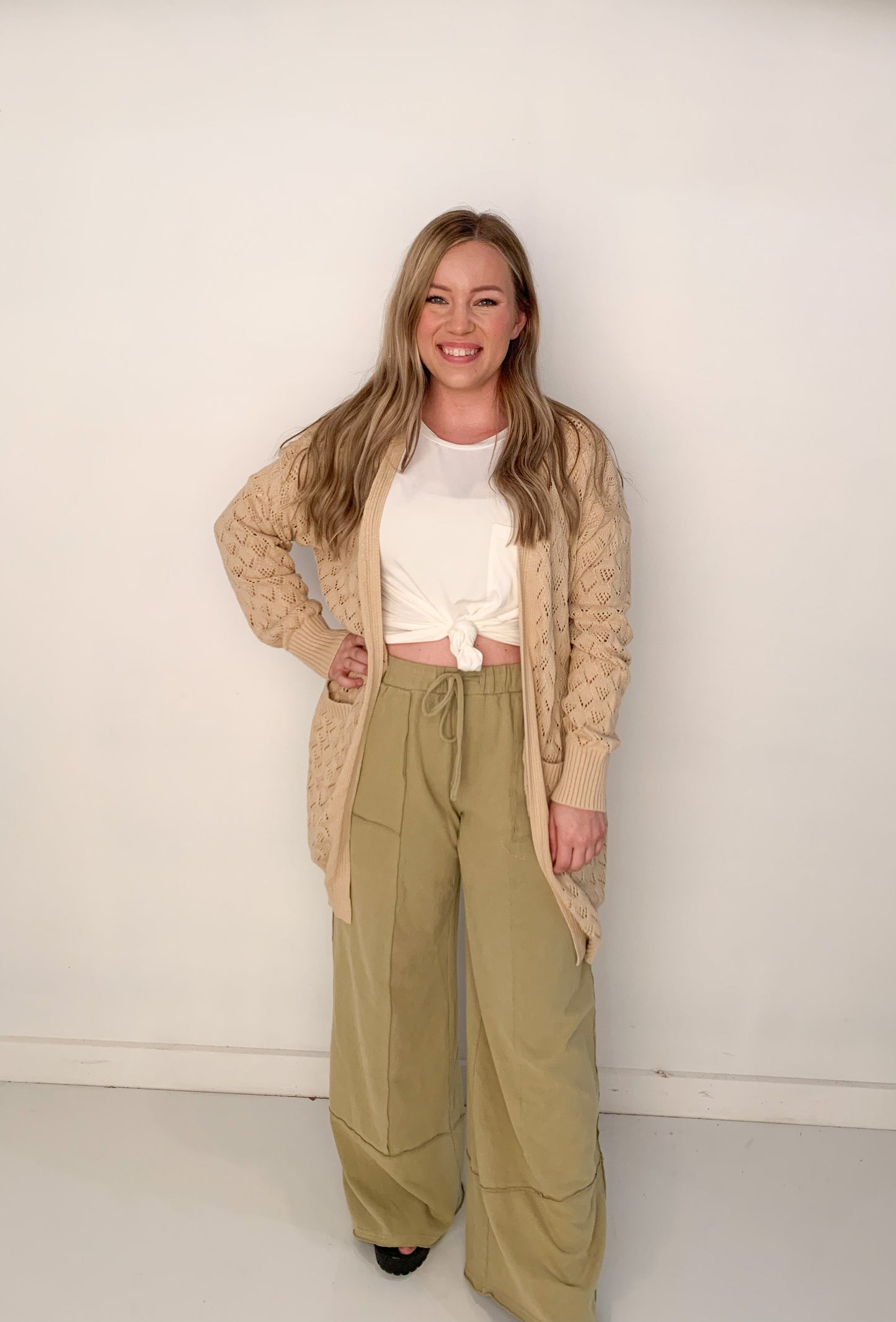 Libby Exposed Seam Wide Leg Lounge Pants, Sage