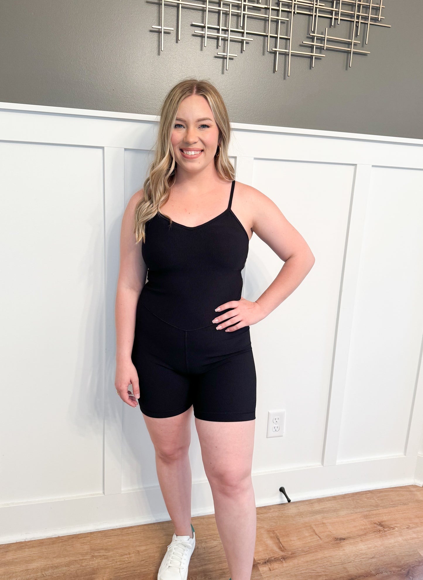 Soul Sister Ribbed Spandex Romper, Black
