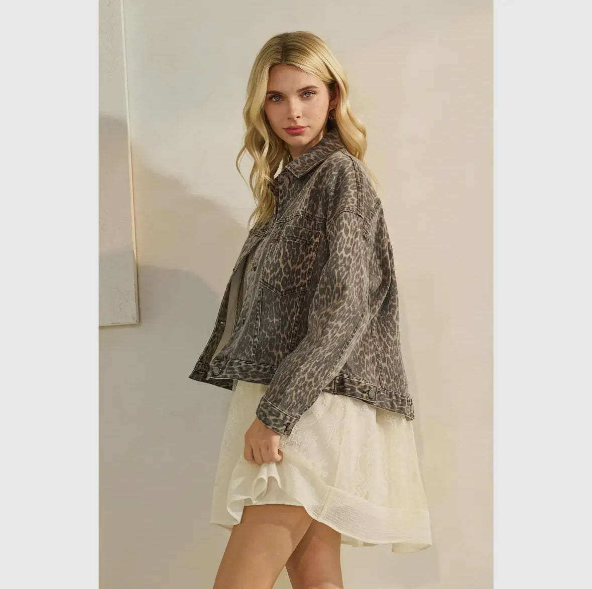 Abigail Leopard Print Denim Jacket
