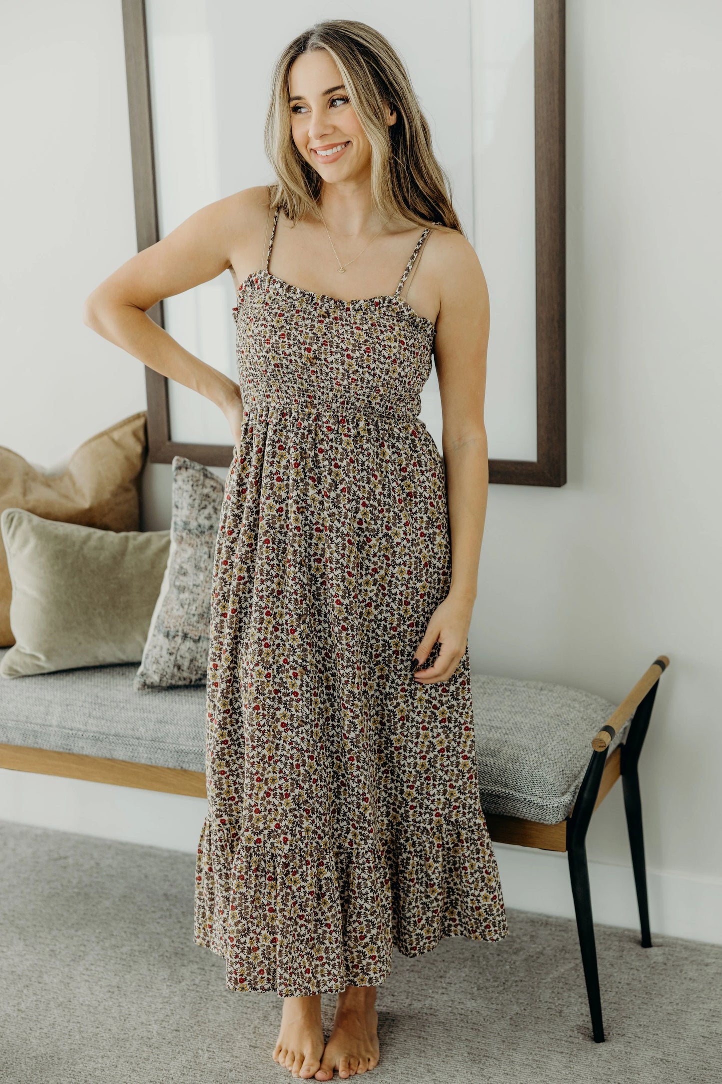 The Jones Tiered Tank Midi Dress, Golden Harvest