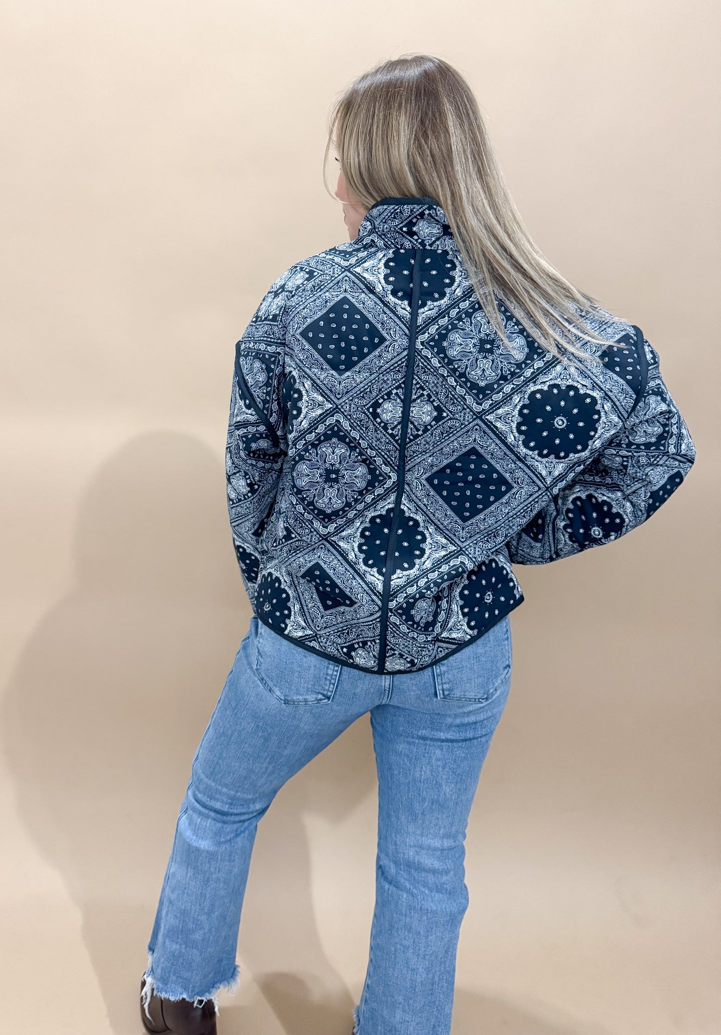 Edna Bandana Quilted Jacket, Black