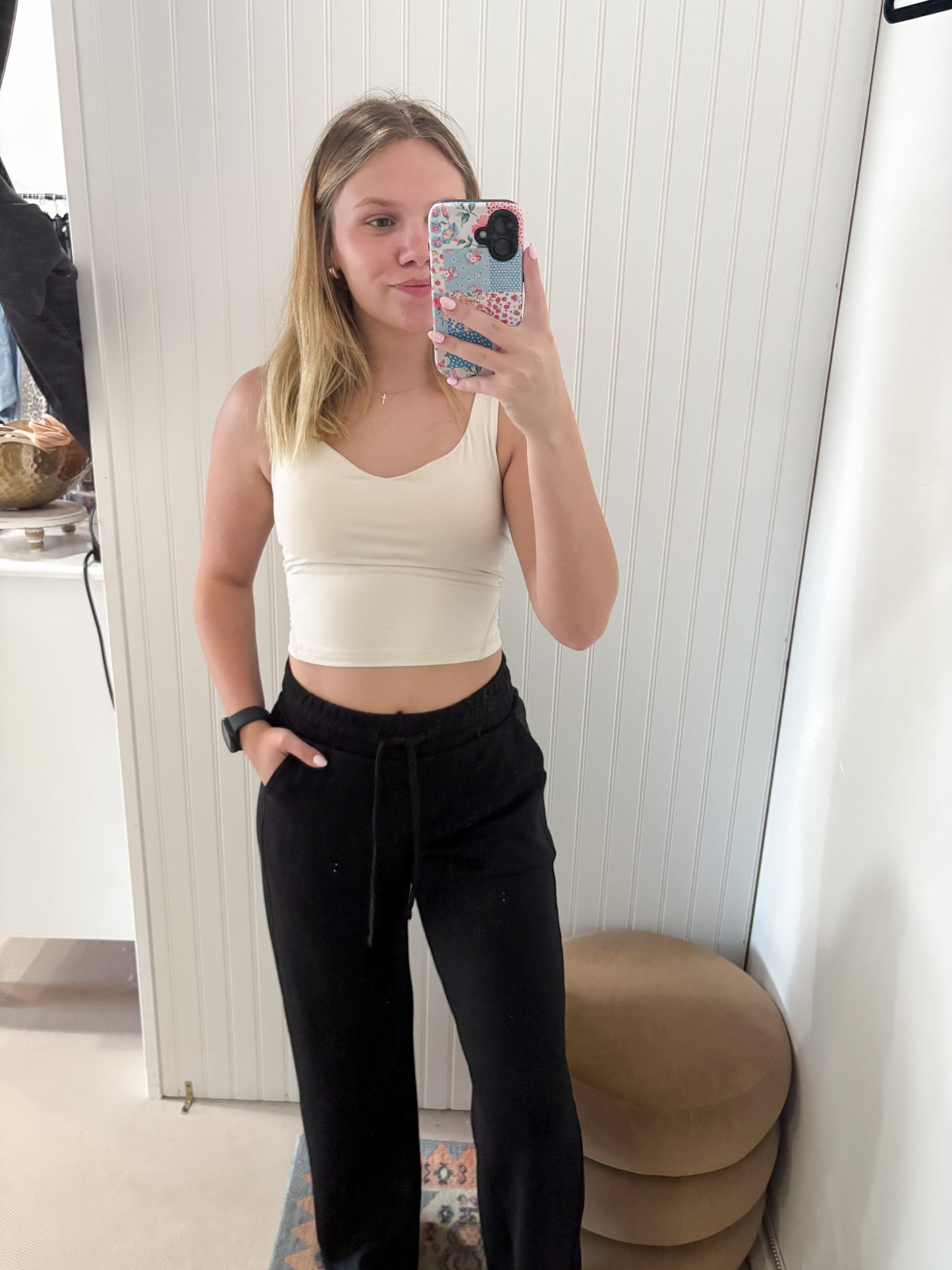Danika V-Neck Yoga Top, White Pearl