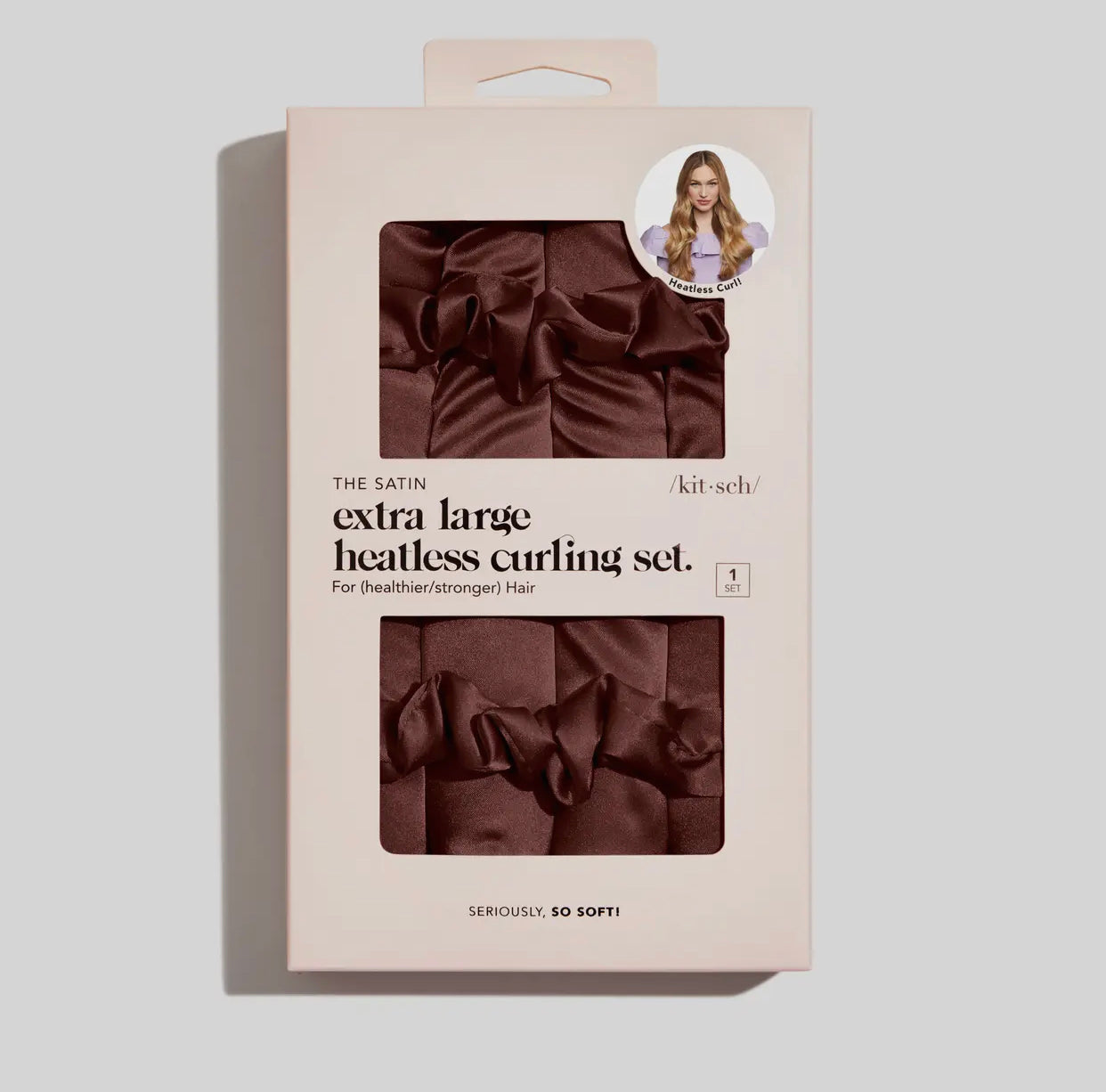 Kitsch XL Satin Heatless Curling Set, Chocolate