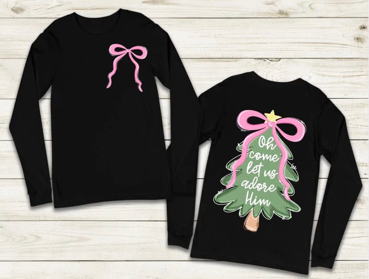 Let Us Adore Him Long Sleeve Tee, Black