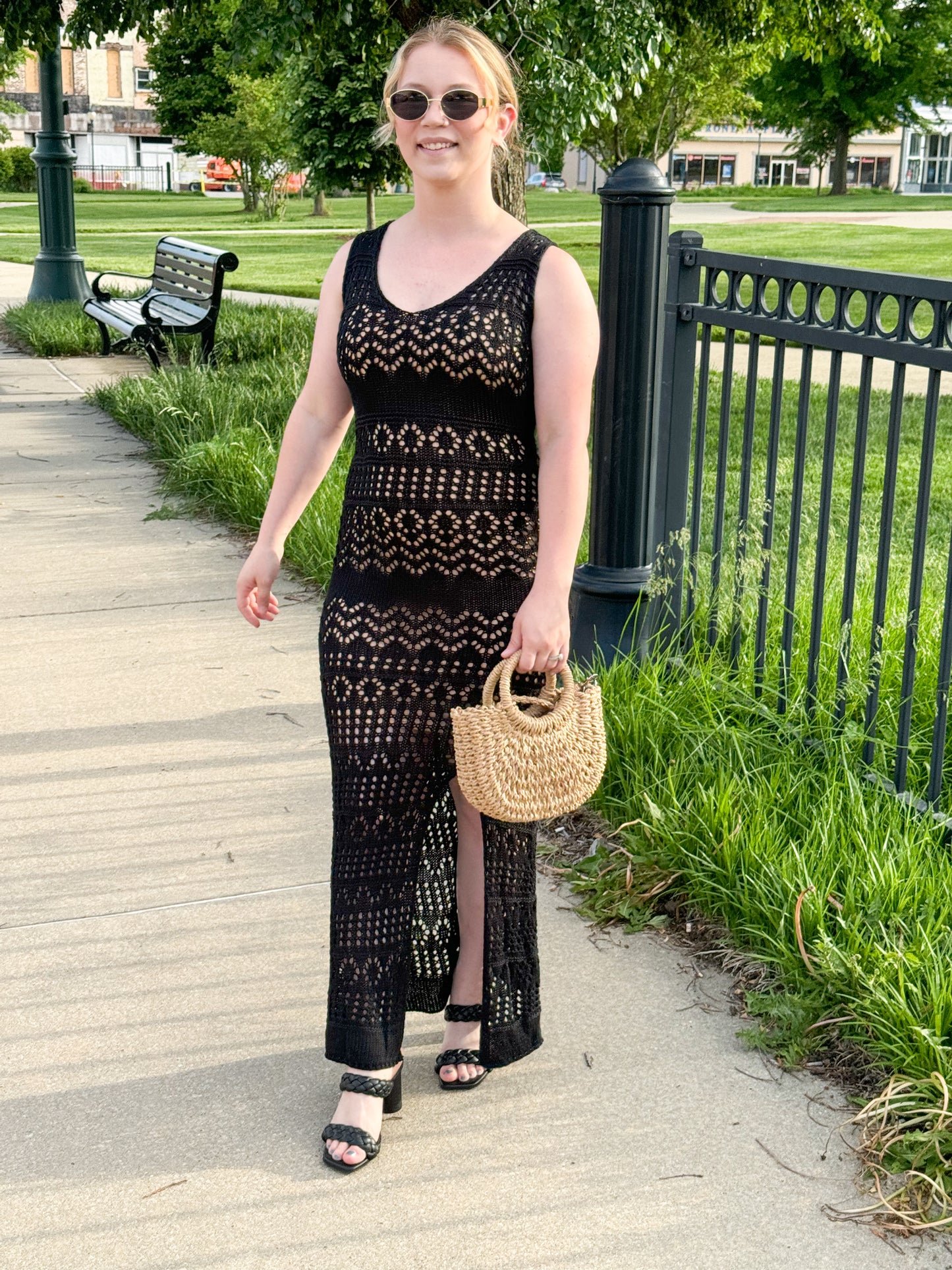 Summer Abroad Crochet Dress, Black