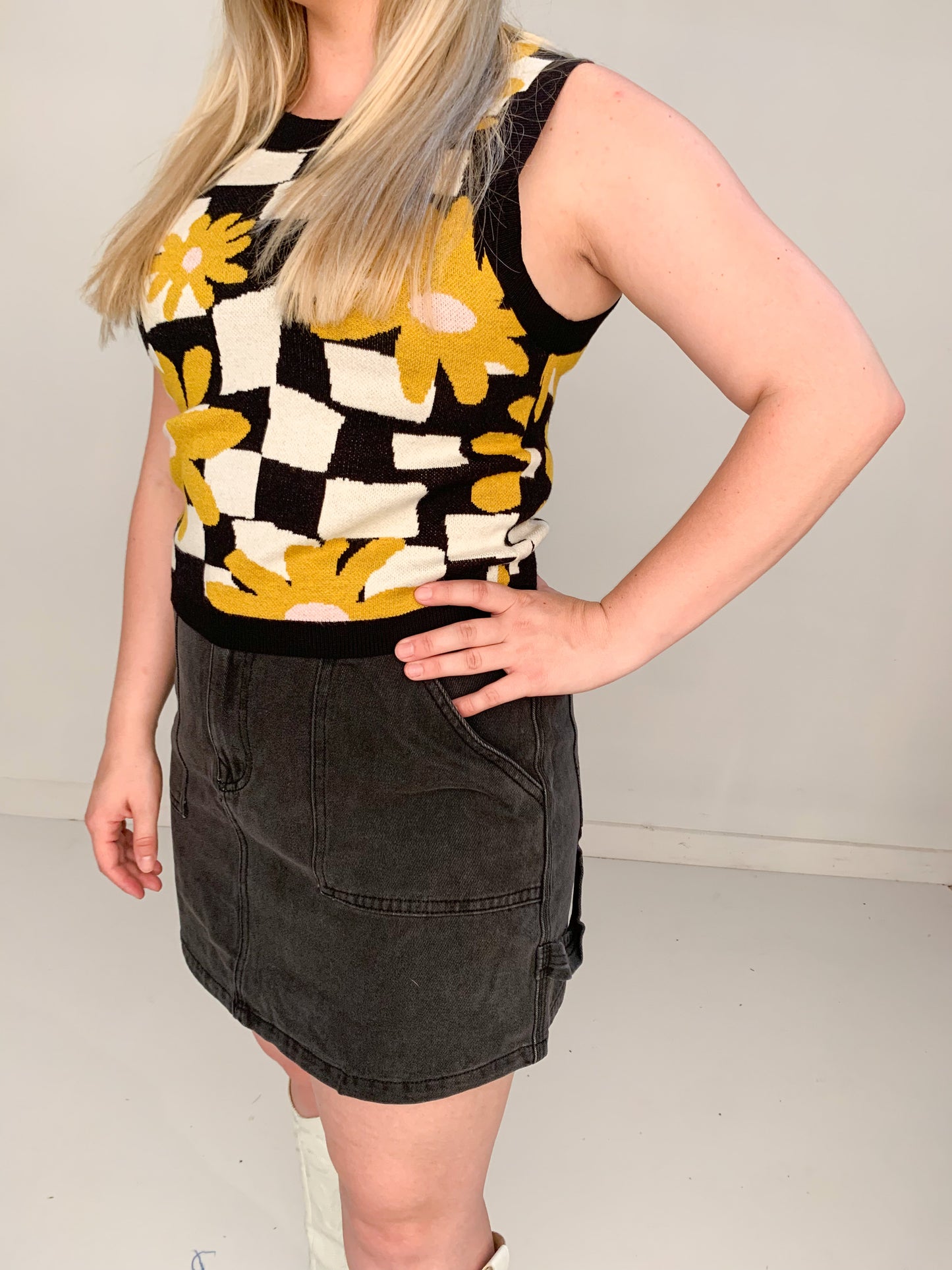 Taylor Denim Cargo Mini Skirt, Black