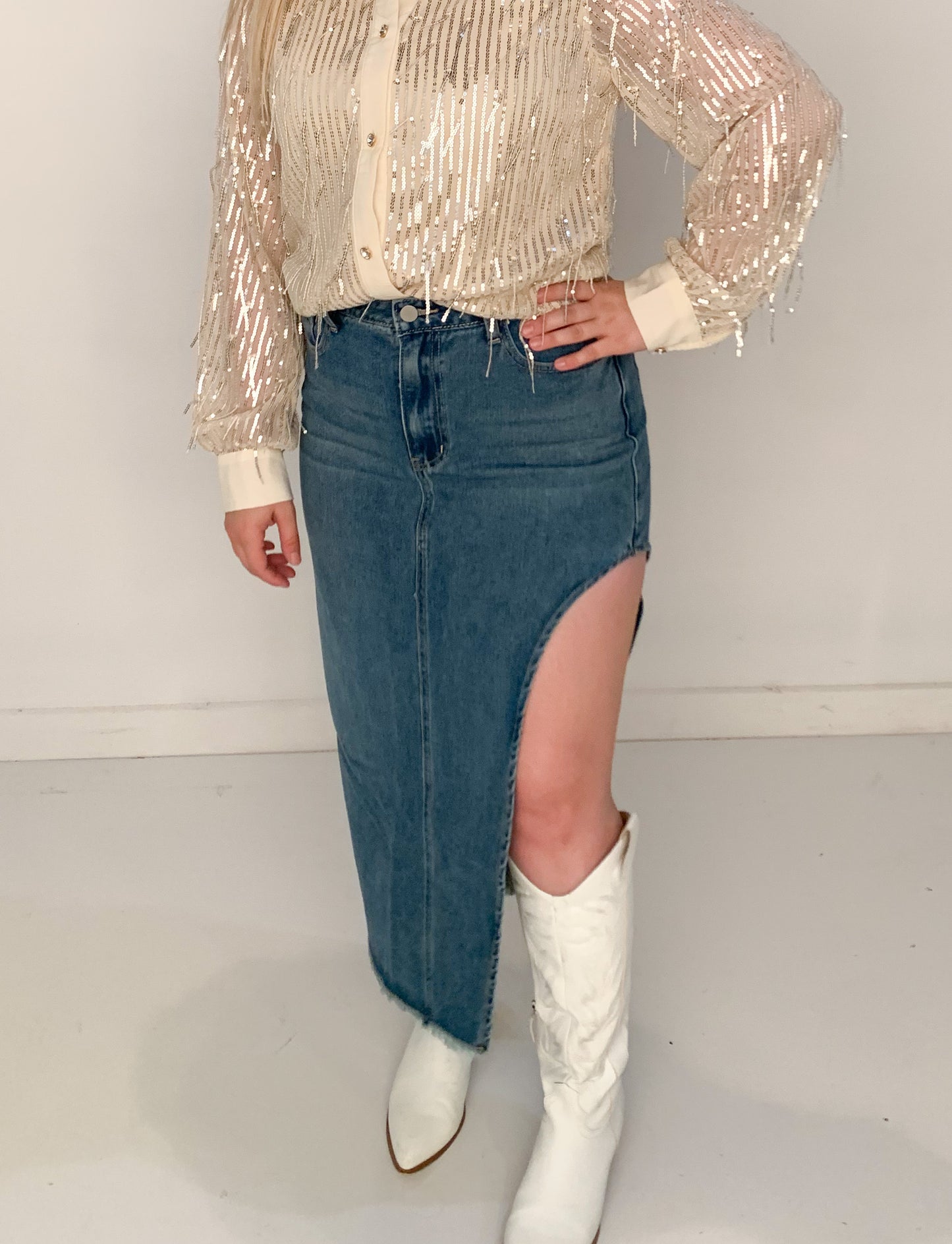 Concert Cutie Denim Midi Skirt