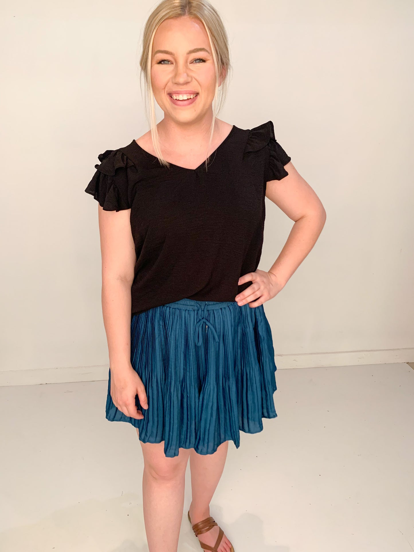 Tillie Pleated Mini Skort, Teal