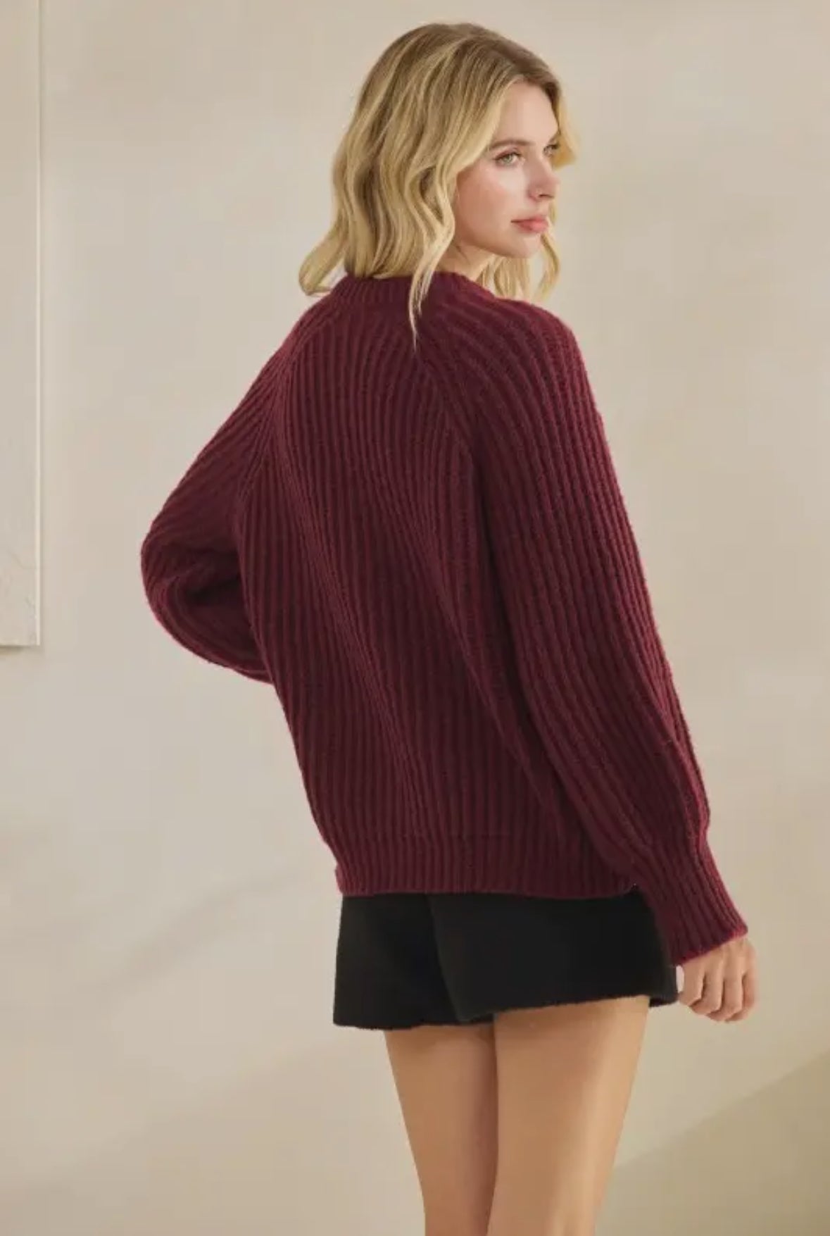 Maxine Button Up Knit Sweater, Wine