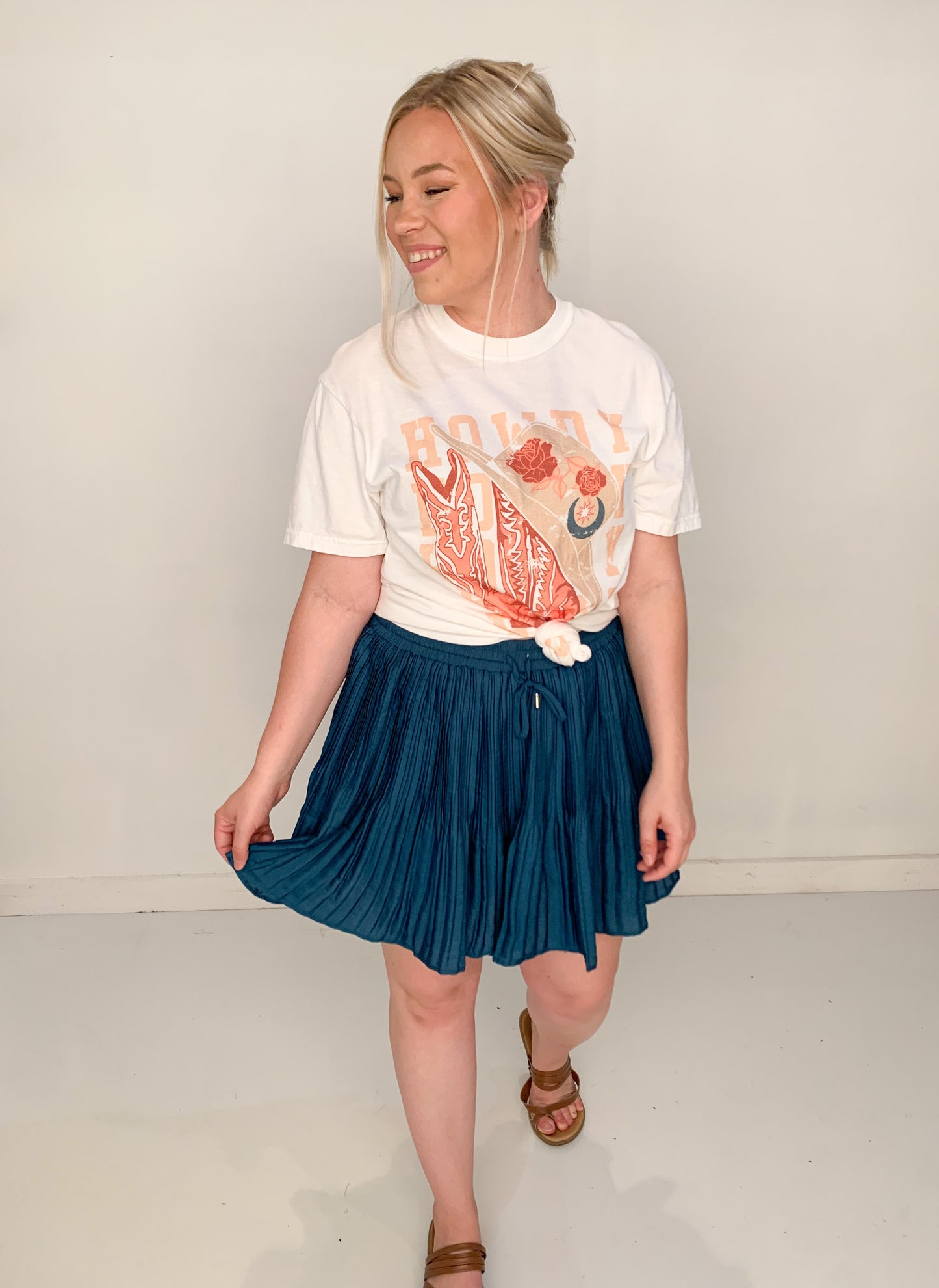 Tillie Pleated Mini Skort, Teal