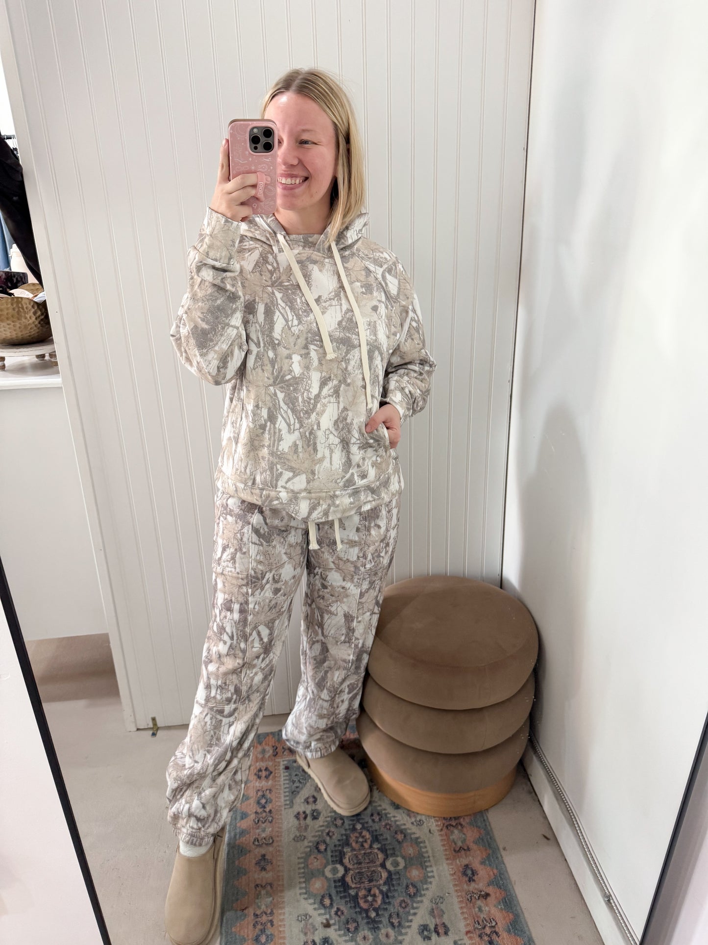 Tilly French Terry Camo Hoodie, White Camo