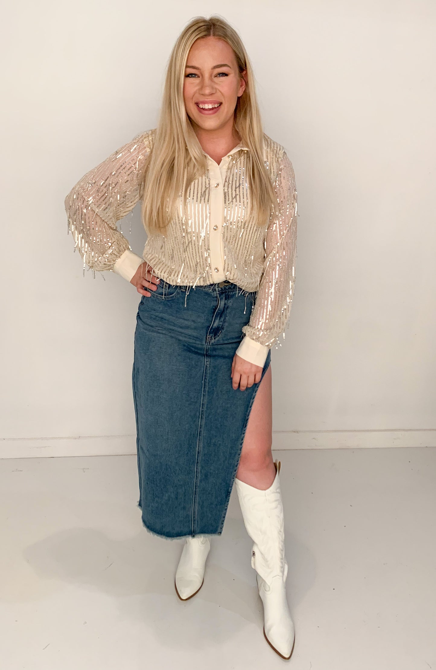 Concert Cutie Denim Midi Skirt