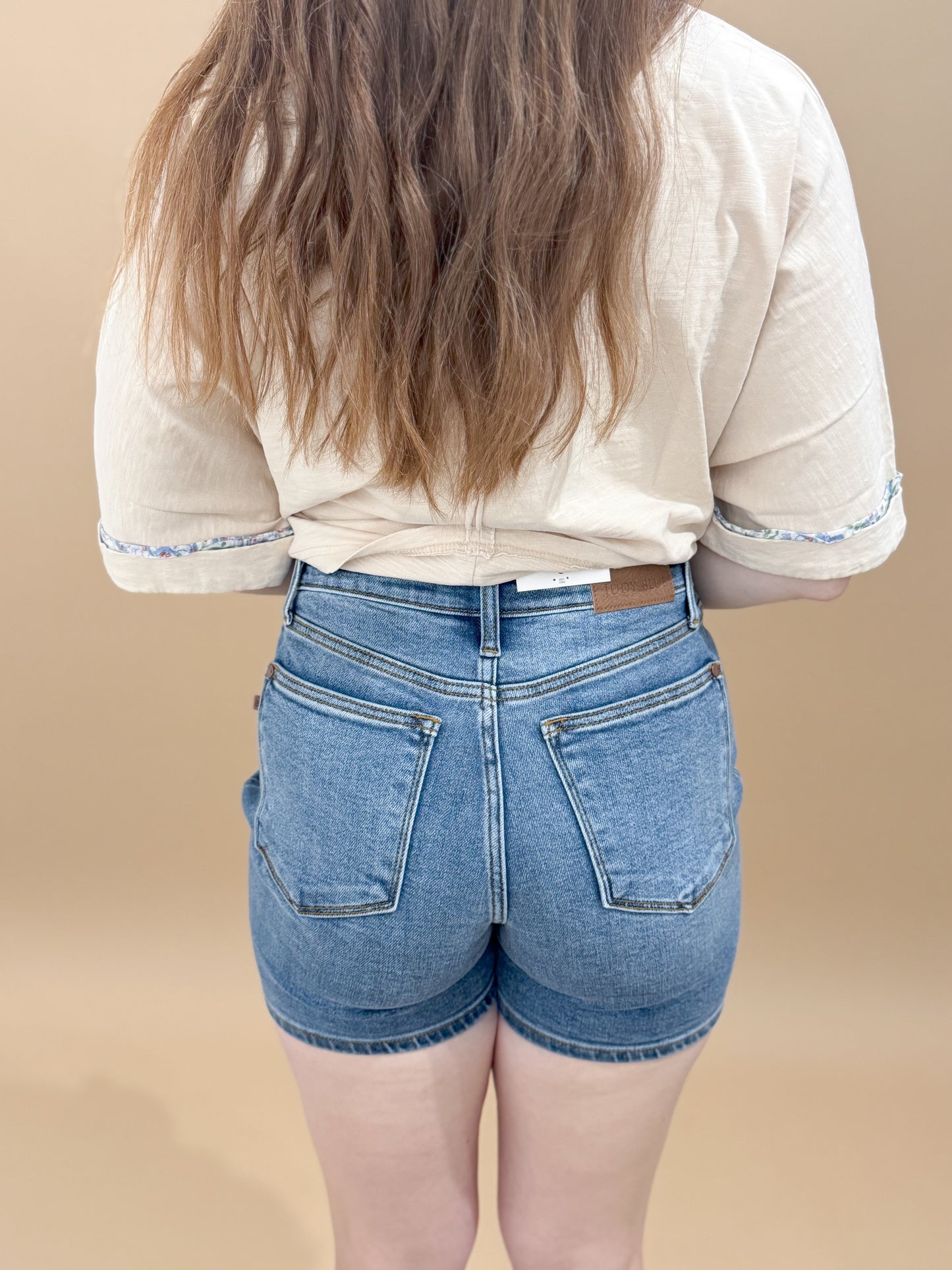 Raina 2-Button Mid Length Dad Shorts, Judy Blue