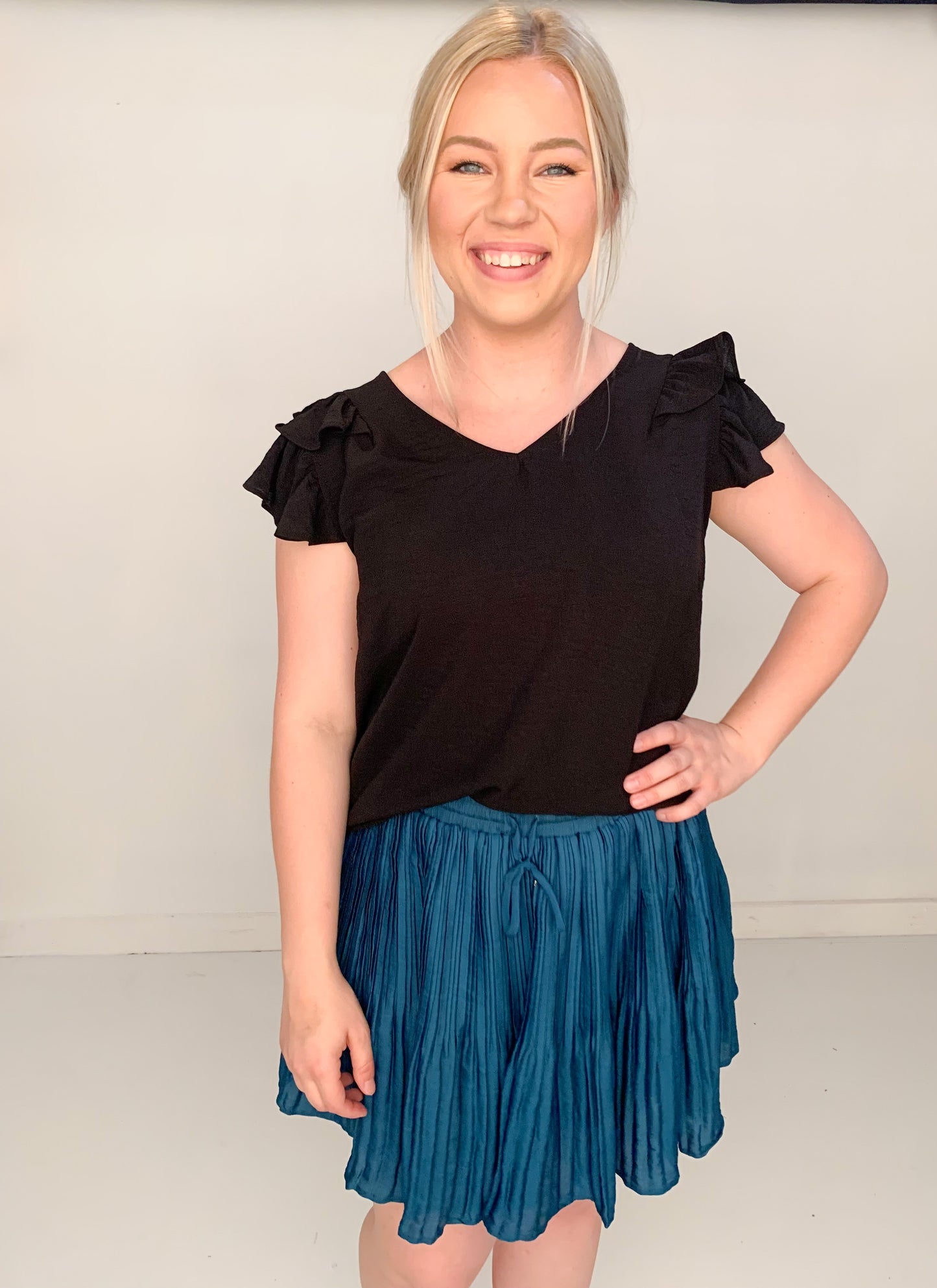 Tillie Pleated Mini Skort, Teal