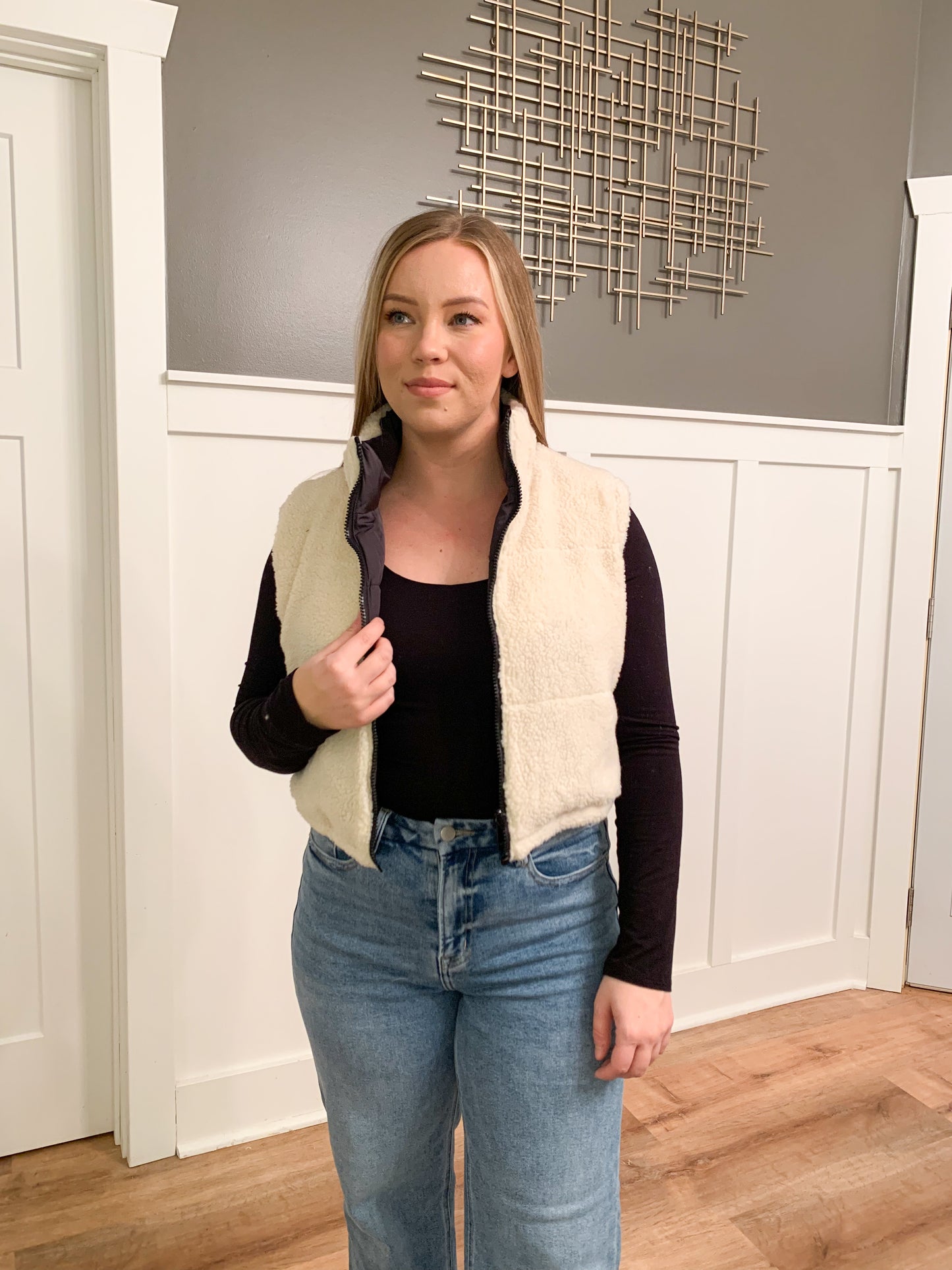 Noel Reversible Puffer Vest, Black