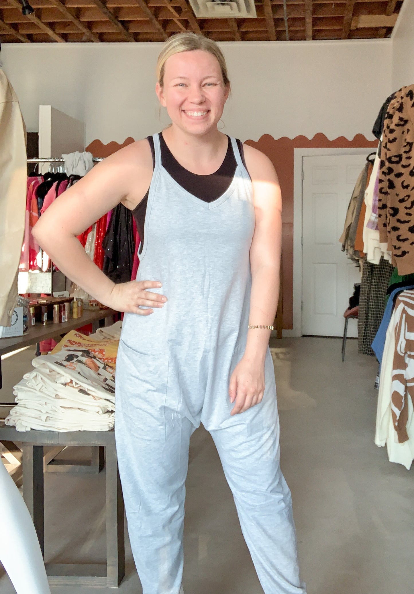 Millie Oversized Jumpsuit, Heather Grey
