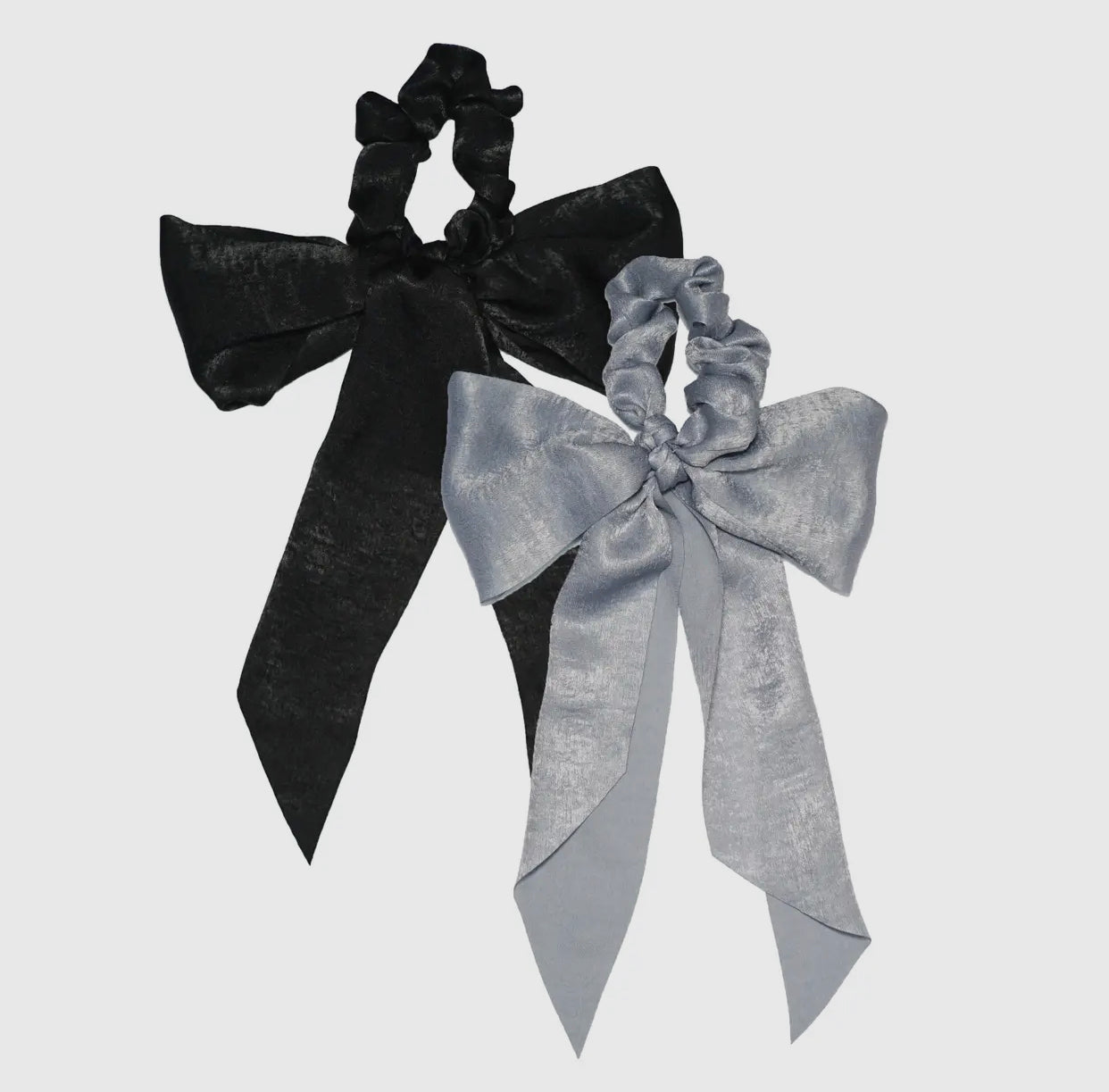 Kitsch Satin Scarf Scrunchies, Black & Gray