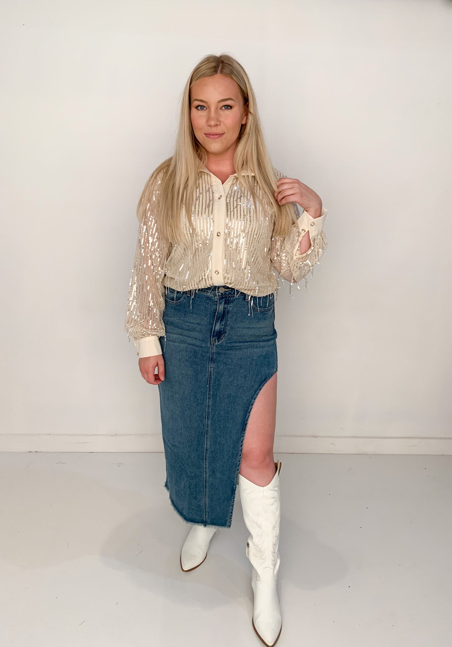 Concert Cutie Denim Midi Skirt