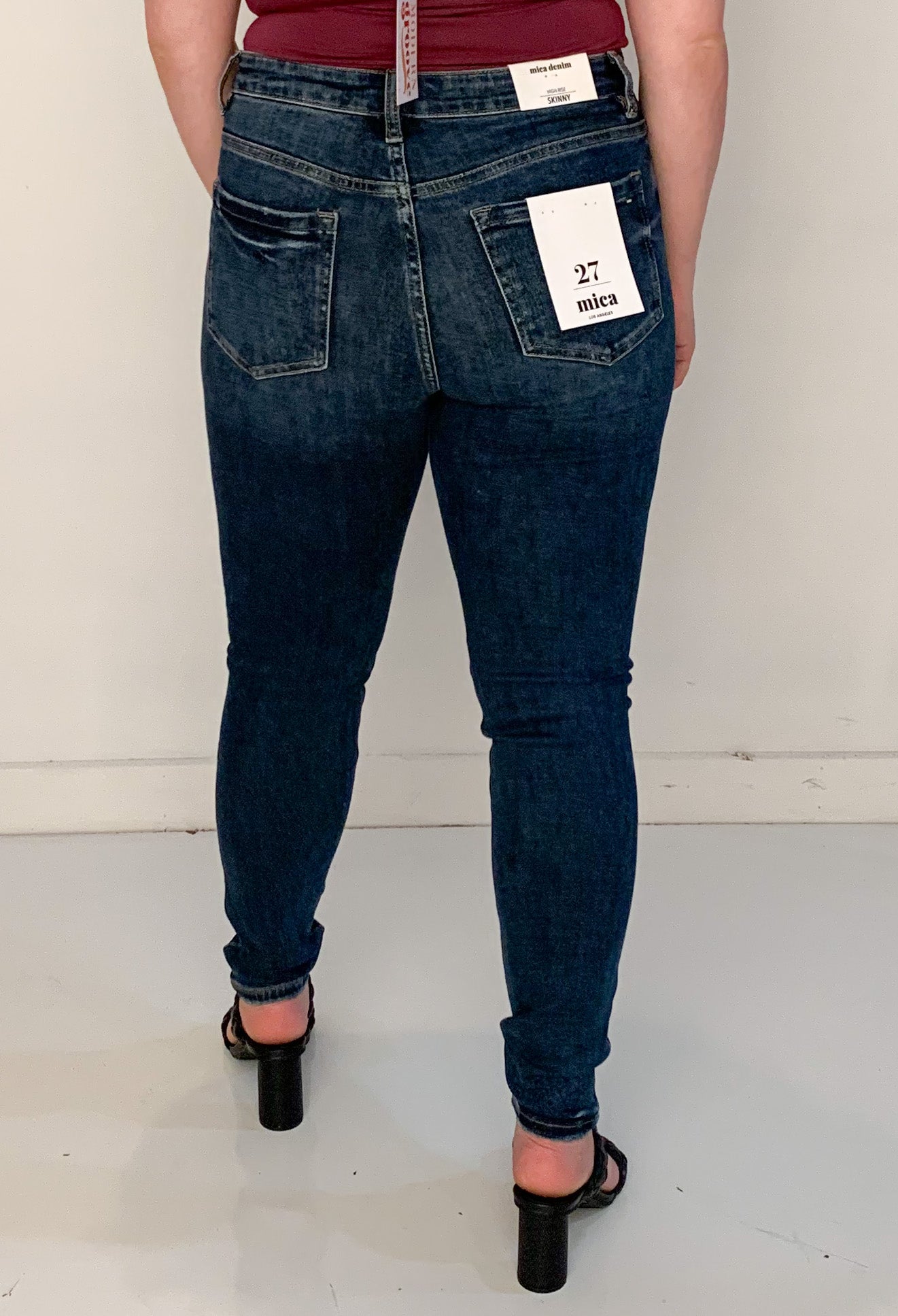Harvest Honey Dark Wash High Rise Skinny Jeans, Mica Denim