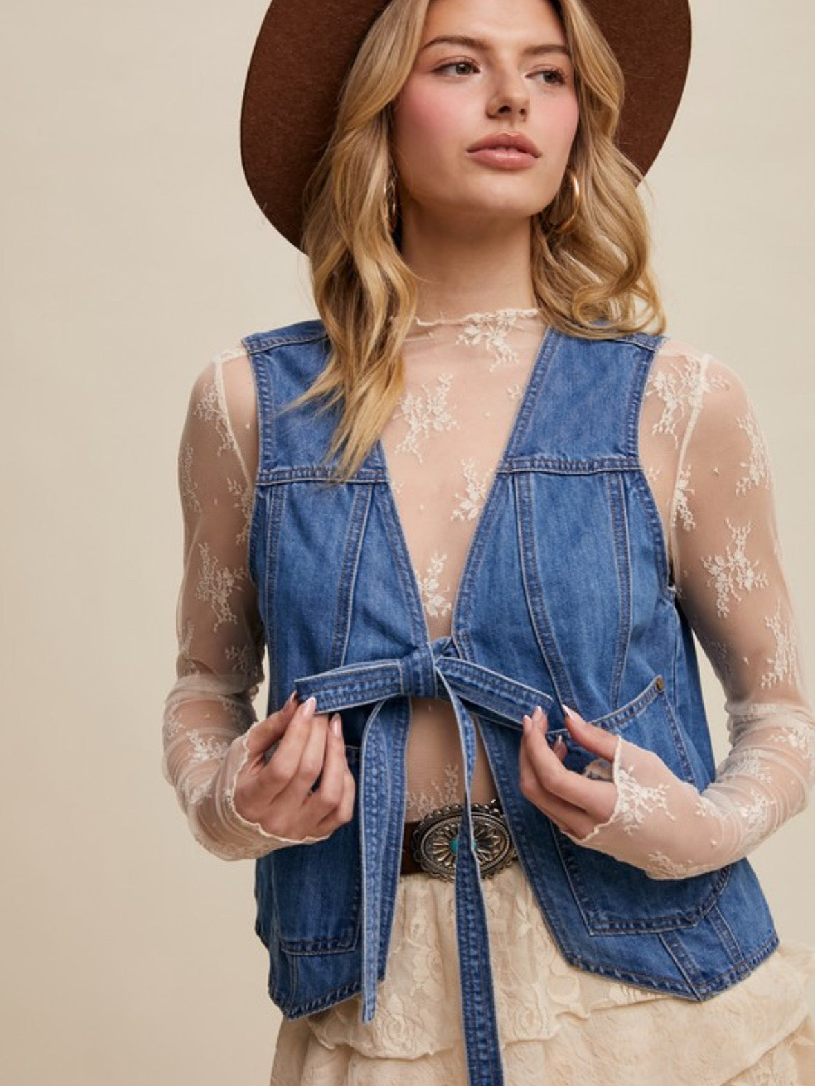 Isla Lace Long Sleeve Top, Cream
