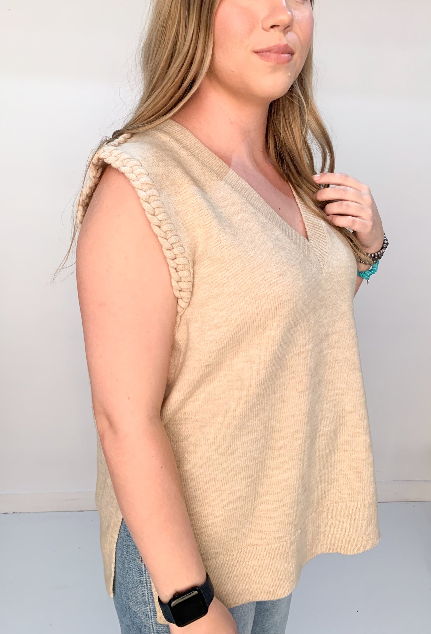Bias Neutral Sweater Vest, Taupe