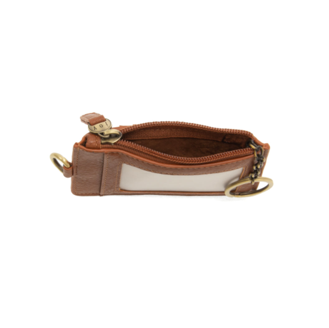 Dolly Small Card Wallet with Key Ring, Saddle
